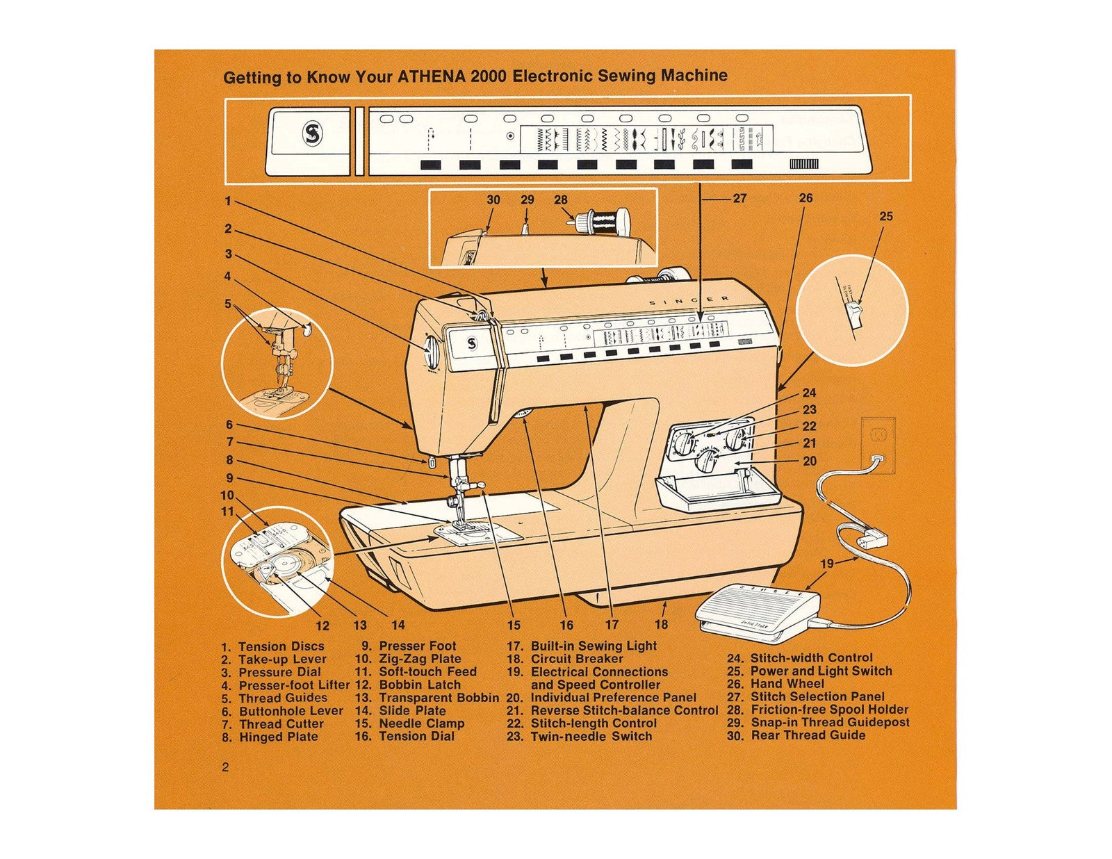 Singer Athena 2000 Operators Guide Manual COLOR - WIRE BOUND - TOUGH COVERS