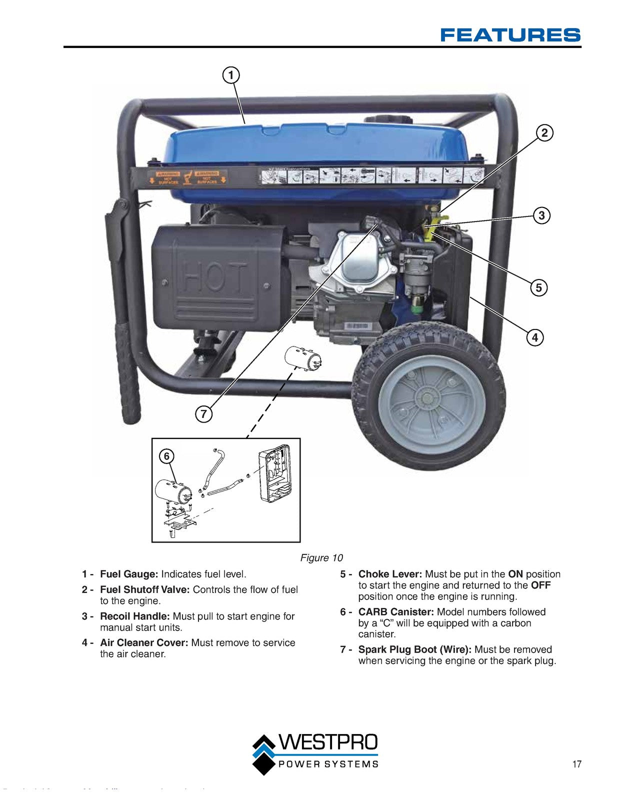 WESTINGHOUSE WHL 1000 2500 up to 7500 Portable Generator Owners Manual - BOUND