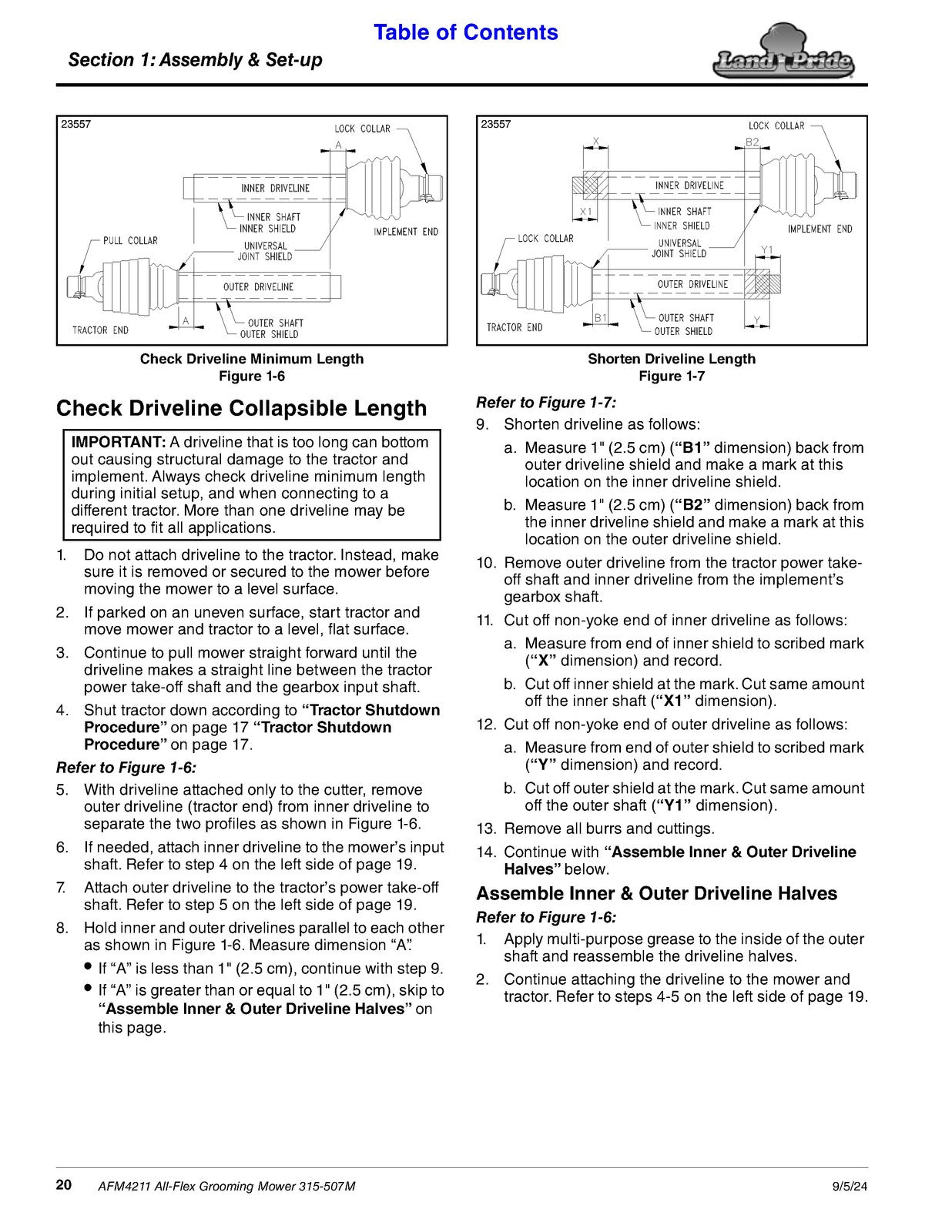 LAND PRIDE AFM4211 All-flex Mowers Operators Manual - WIRE BOUND - TOUGH COVERS