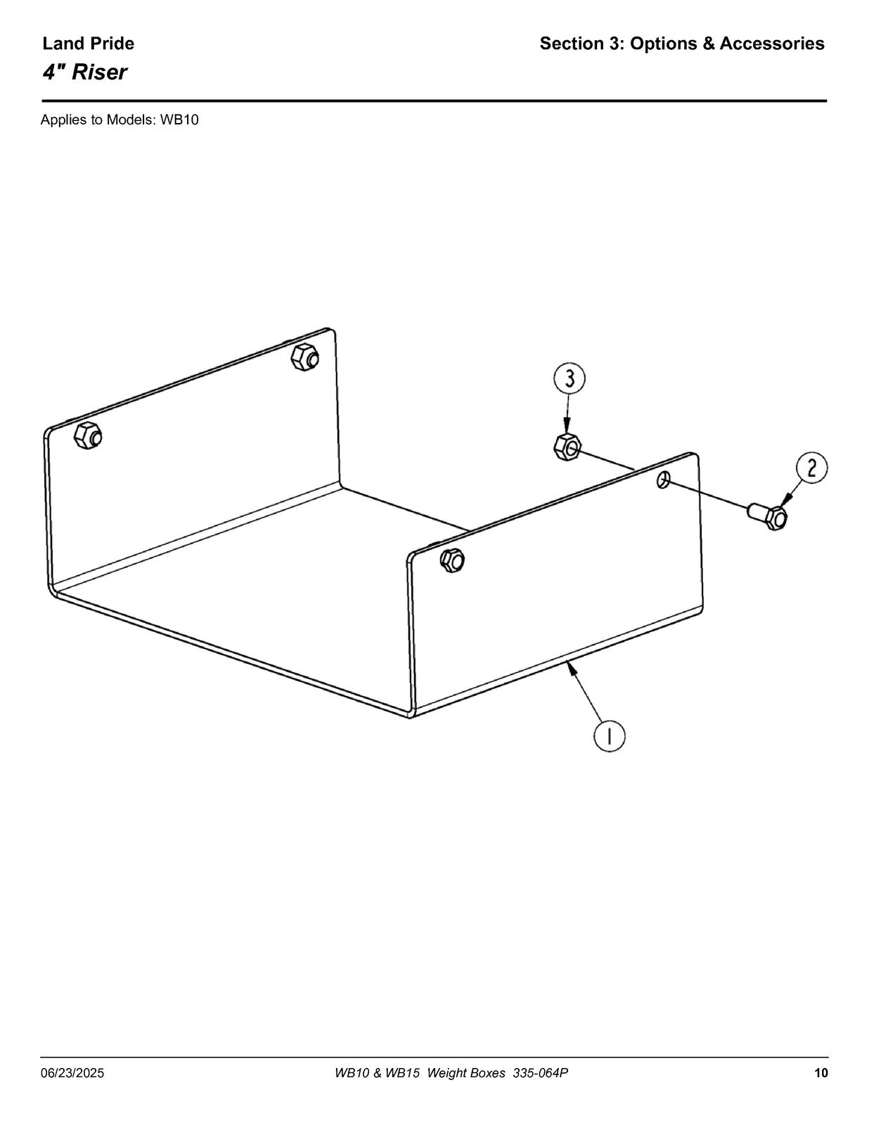LAND PRIDE WB10 WB15 Series Weight Box Parts Manual 2025 - WIRE BOUND - COVERS