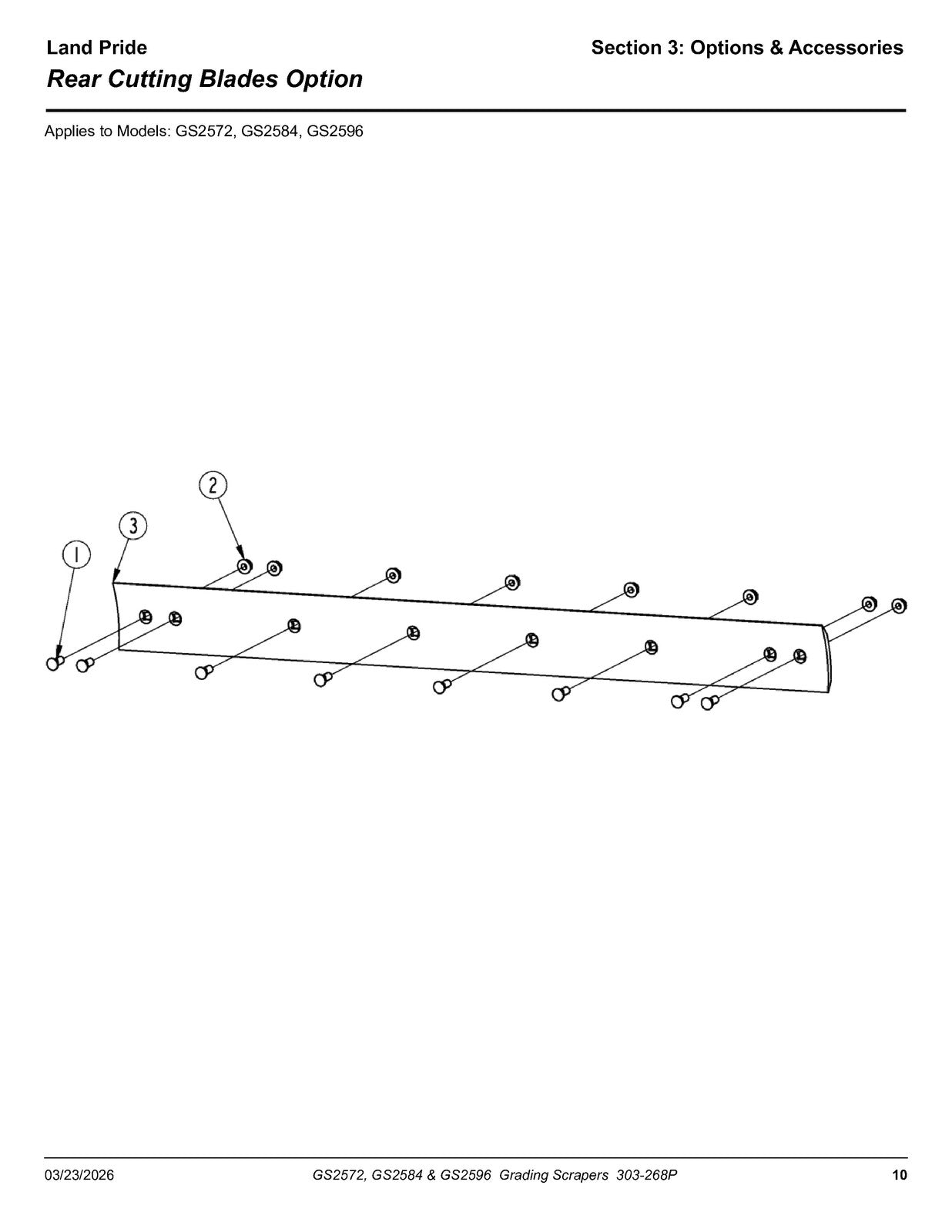 LAND PRIDE GS25 Series Grading Scrapers Parts Manual 2026 - WIRE BOUND - COVERS