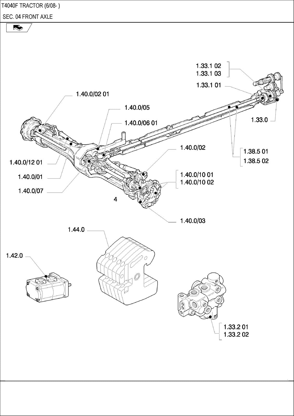 NEW HOLLAND T4040F Tractor Parts Catalogue Manual - WIRE BOUND - TOUGH COVERS