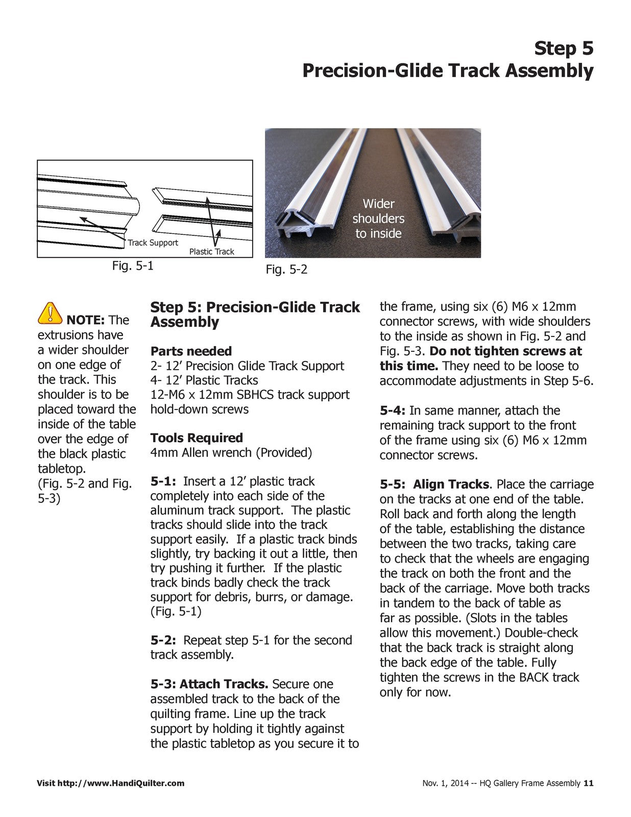 HANDI QUILTER HQ Gallery Frame Assembly Instructions Manual 2014 - WIRE BOUND