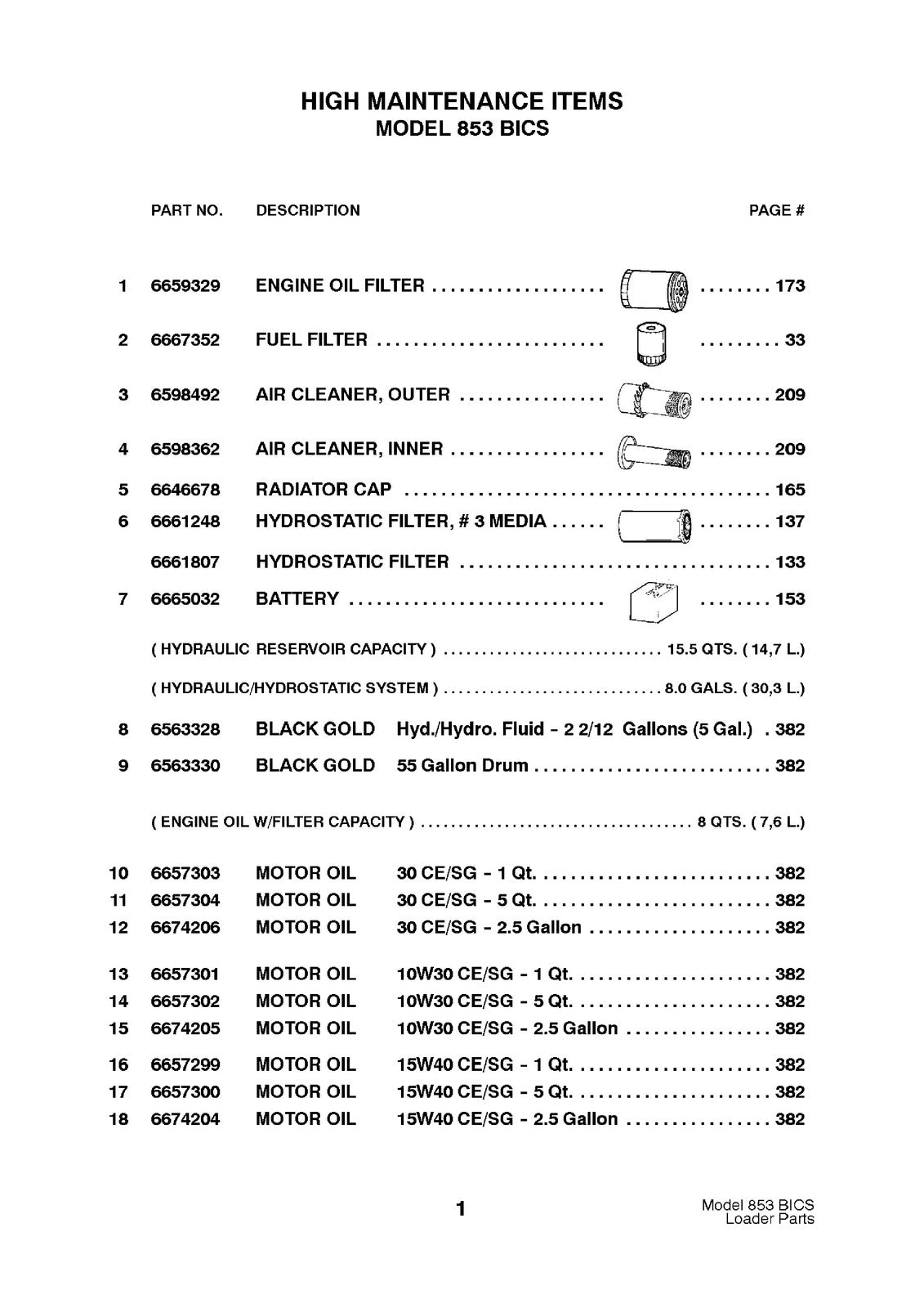 BOBCAT 853 Parts Manual 1998 SN 508418001 Up - STEEL WIRE BOUND - TOUGH COVERS