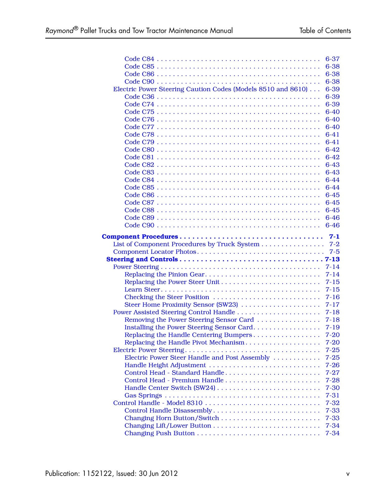 RAYMOND 8310 8410 8510 8610 Pallet Truck Maintenance Manual 2012, FOLDOUTS