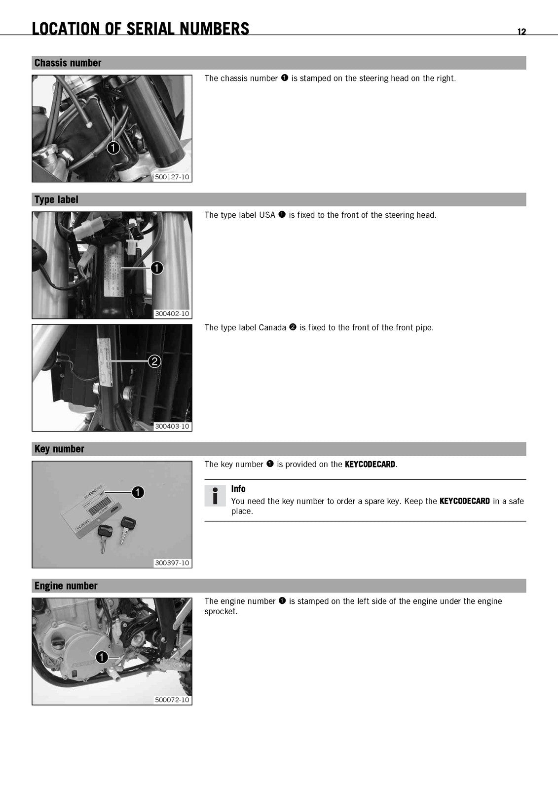 KTM 450 530 EXC USA Owners Manual 2010 - STEEL WIRE BOUND - PROTECTIVE COVERS