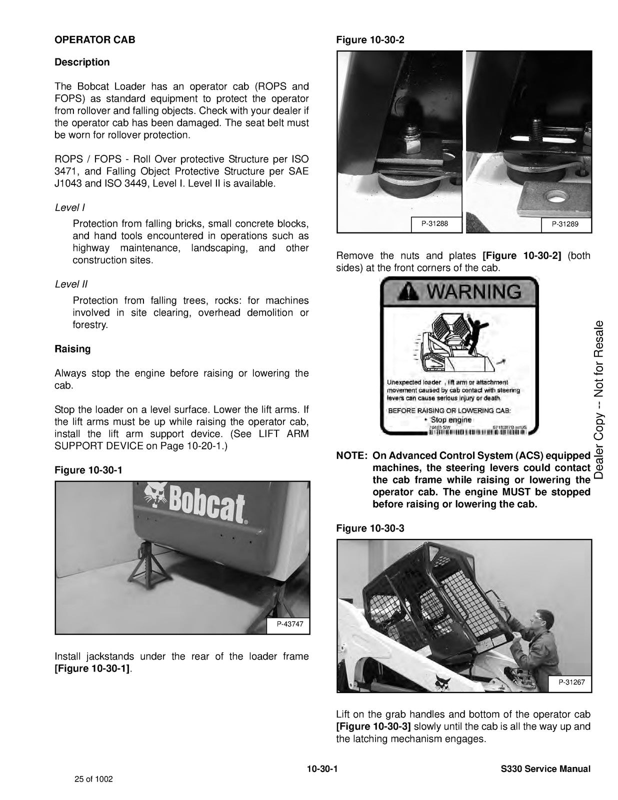 BOBCAT S330 Skid Steer Loader Service Manual 2009 SN A02011001 Up, FOLDOUTS