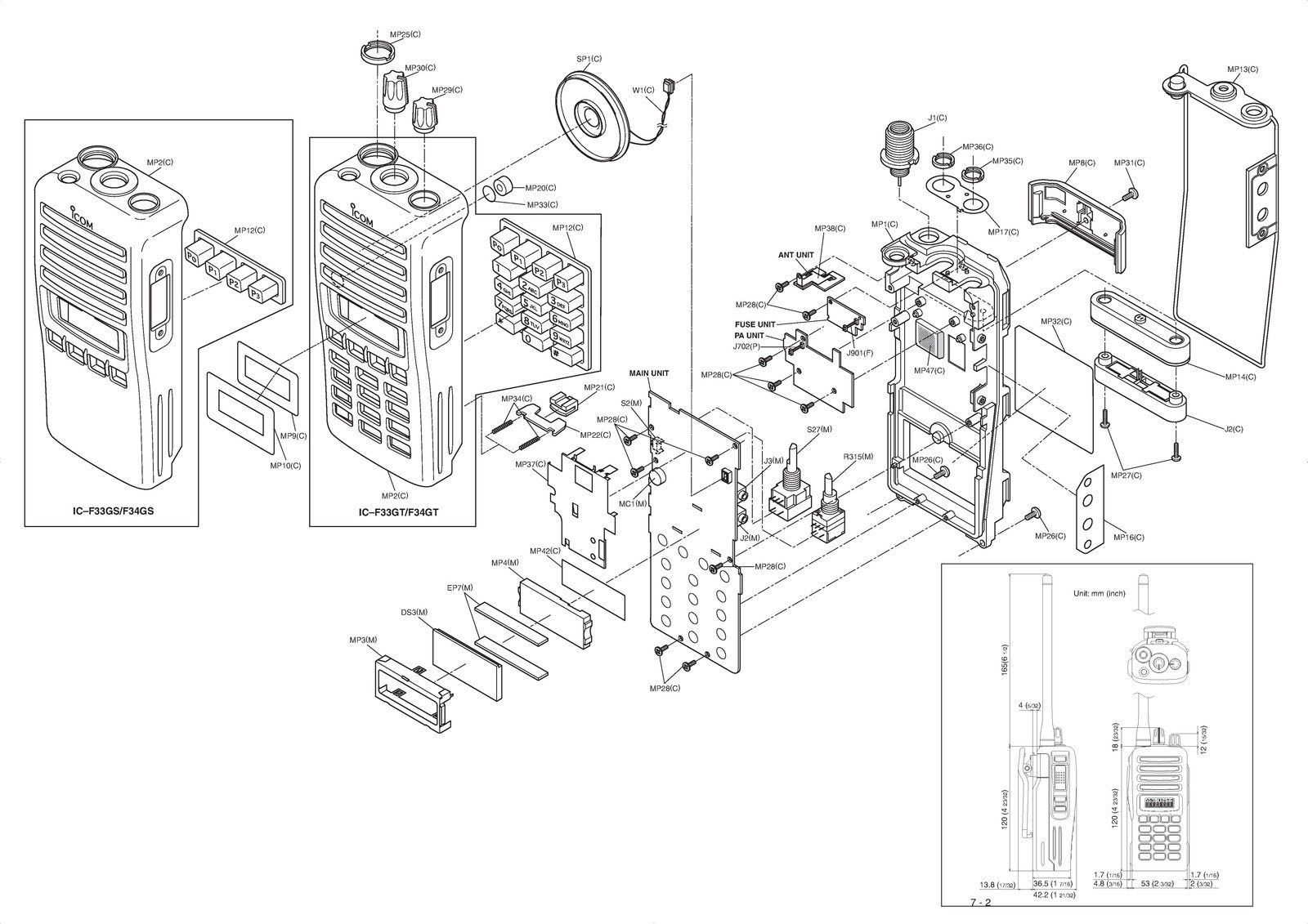 ICOM IC-F33GT IC-F33GS IC-F34GT IC-F34GS VHF Transceiver Service Manual
