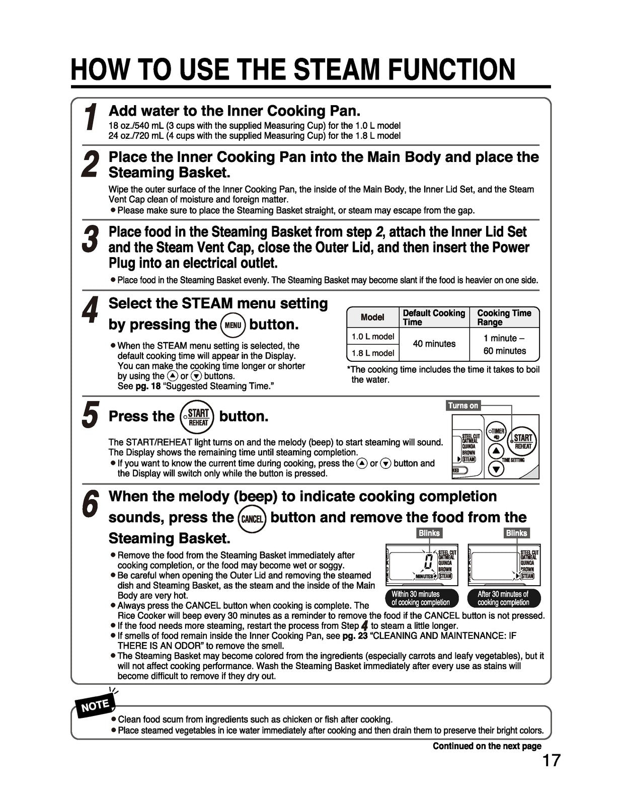 ZOJIRUSHI NS-TSC10A 18A Micom Rice Cooker  Operating Instructions Manual