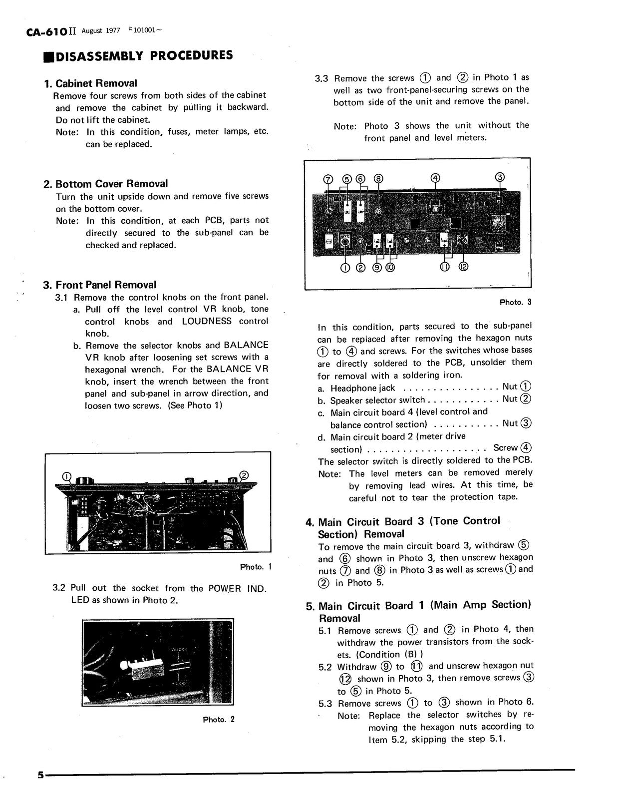 YAMAHA CA-610 II Stero Amplifier Service Manual - BOUND - COVERS - XL FOLDOUTS