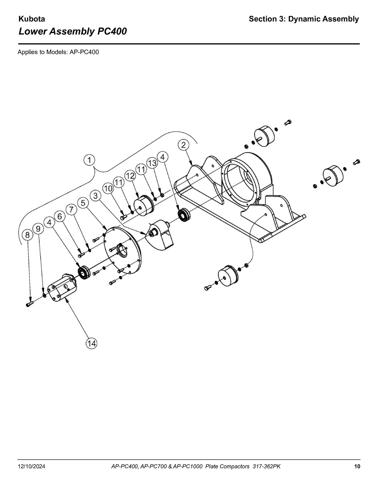 LAND PRIDE PC Series Plate Compactors Parts Manual 2024 - WIRE BOUND - COVERS