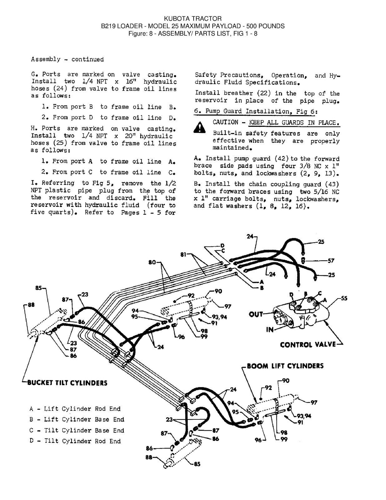 KUBOTA B219 Model 25 Loader Operators Manual - STEEL WIRE BOUND - TOUGH COVERS