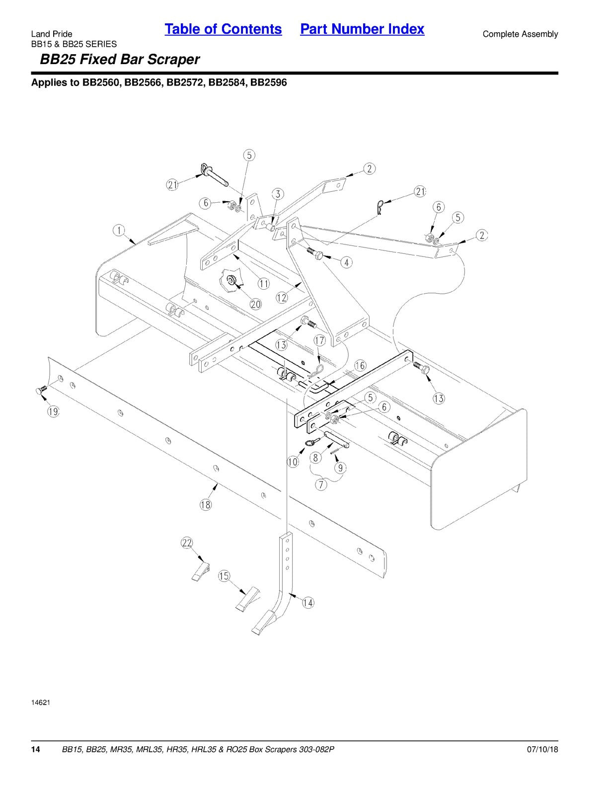 LAND PRIDE BB15 Series Box Scrapers Parts Manual 2019 - WIRE BOUND - COVERS