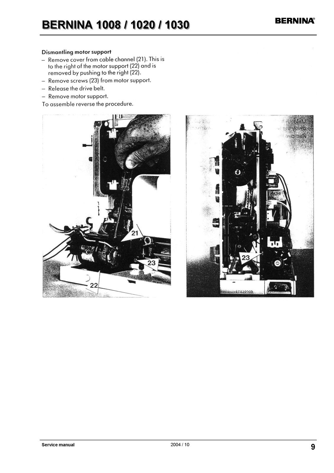 BERNINA 1008 1020 1030 Service & Operators Manual BUNDLE - WIRE BOUND - COVERS