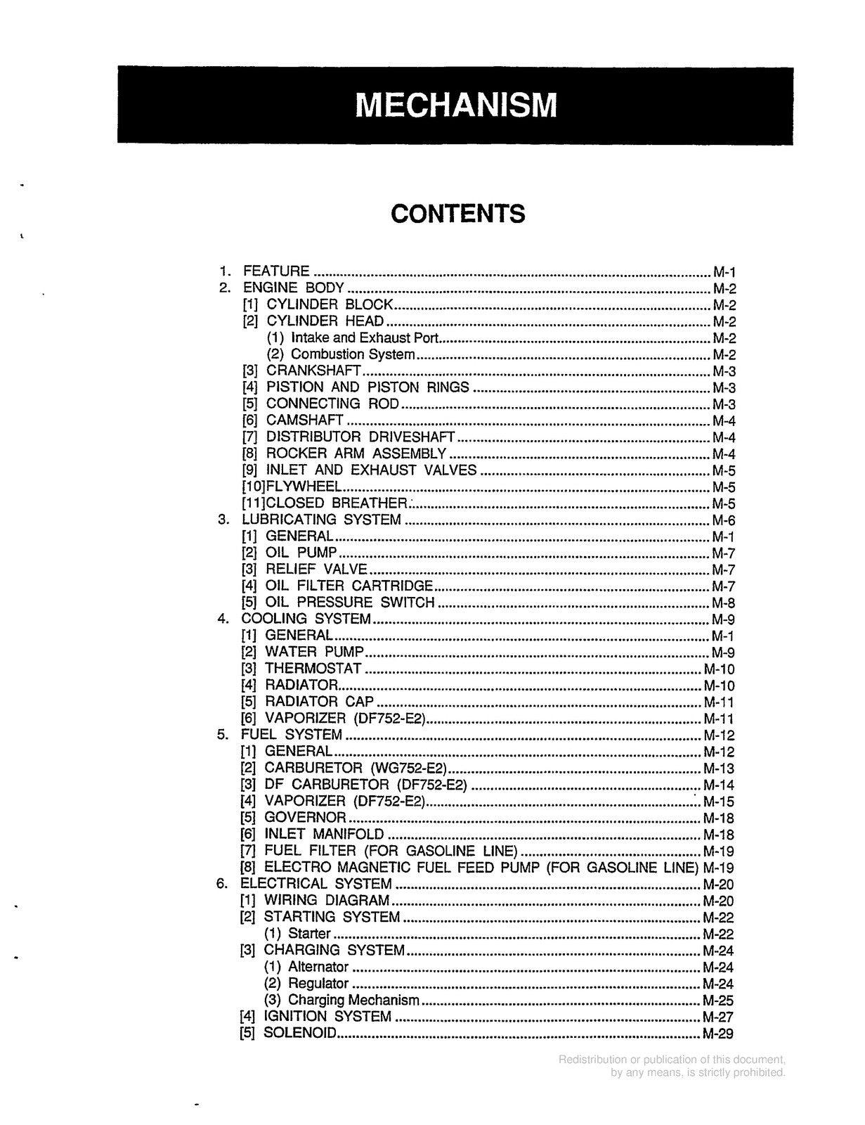 KUBOTA WG752-E2 DF752-E2 Gasoline LPG Engine Workshop Manual 2003 - WIRE BOUND