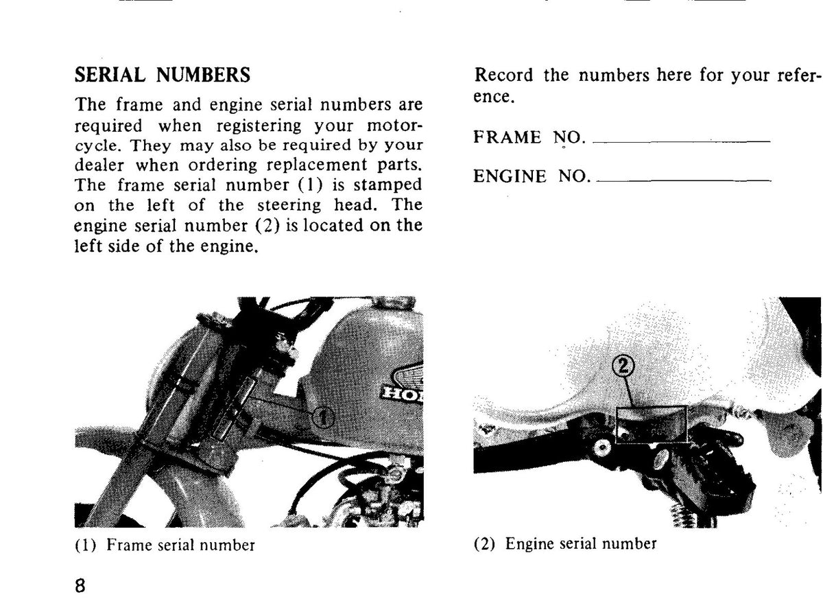HONDA Z50R Owners Manual 1982 - STEEL WIRE BOUND - PROTECTIVE COVERS