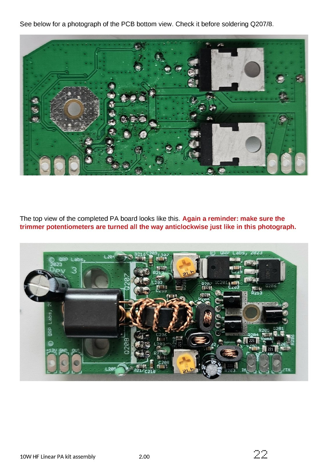 QRP LABS 10W HF Linear PA Kit Assembly Manual PCB 2018 - WIRE BOUND - COVERS