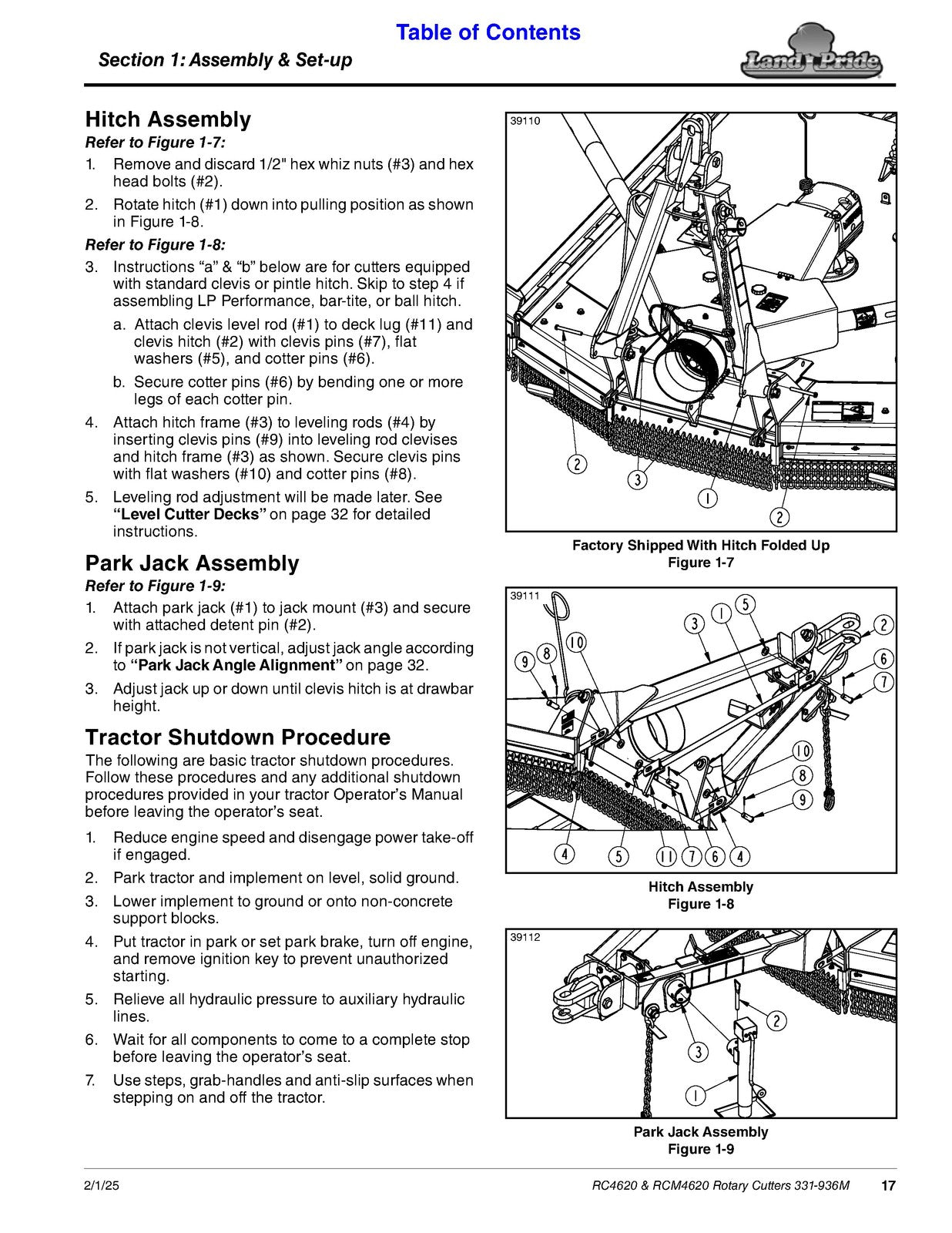 LAND PRIDE RC4620 Rotary Cutter Operators Manual - WIRE BOUND - TOUGH COVERS