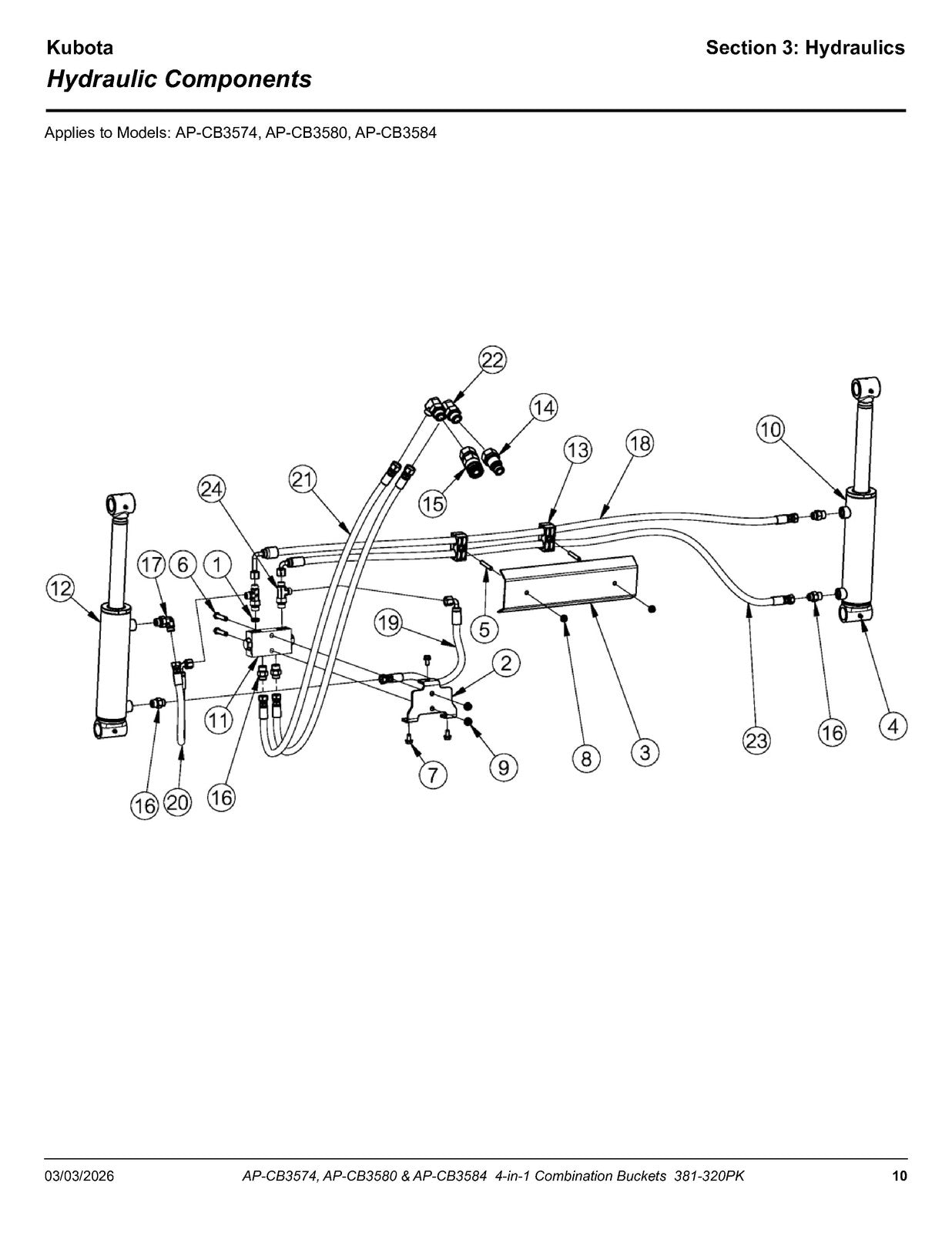 LAND PRIDE CB35 Series Combination Bucket Parts Manual 2026 - WIRE BOUND