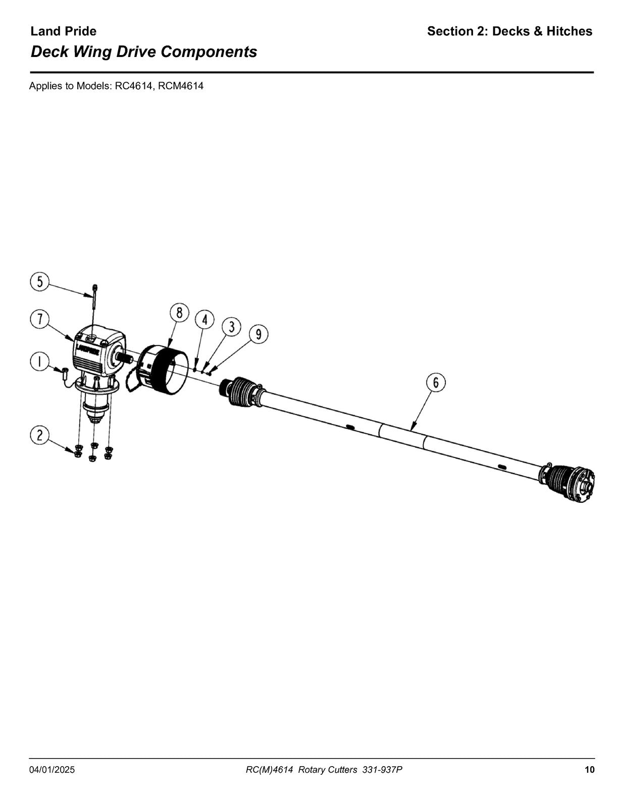 LAND PRIDE RC4614 Rotary Cutter Parts Manual 2025 - WIRE BOUND - TOUGH COVERS