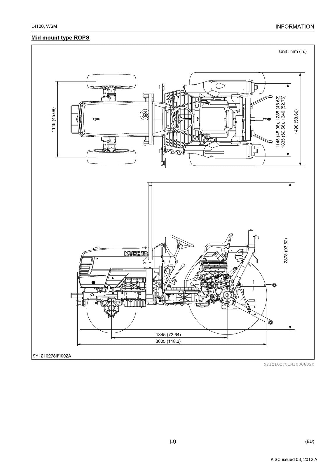 KUBOTA L4100 Tractor Workshop Manual 2009 - BOUND - COVERS - XL FOLDOUT PAGES