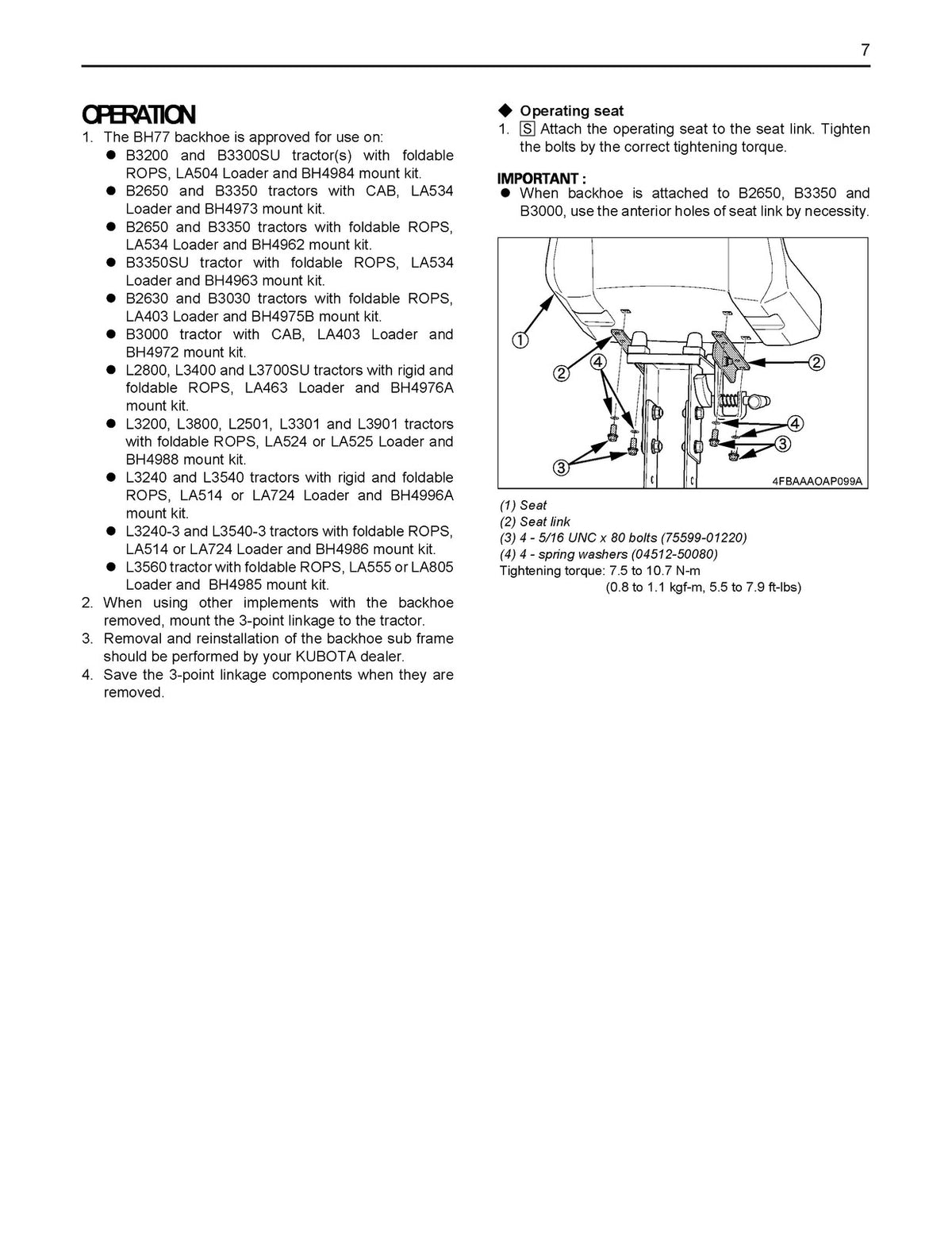 KUBOTA BH77 Backhoe Instruction L3302 L3902 Operators & Assembly Manual BUNDLE