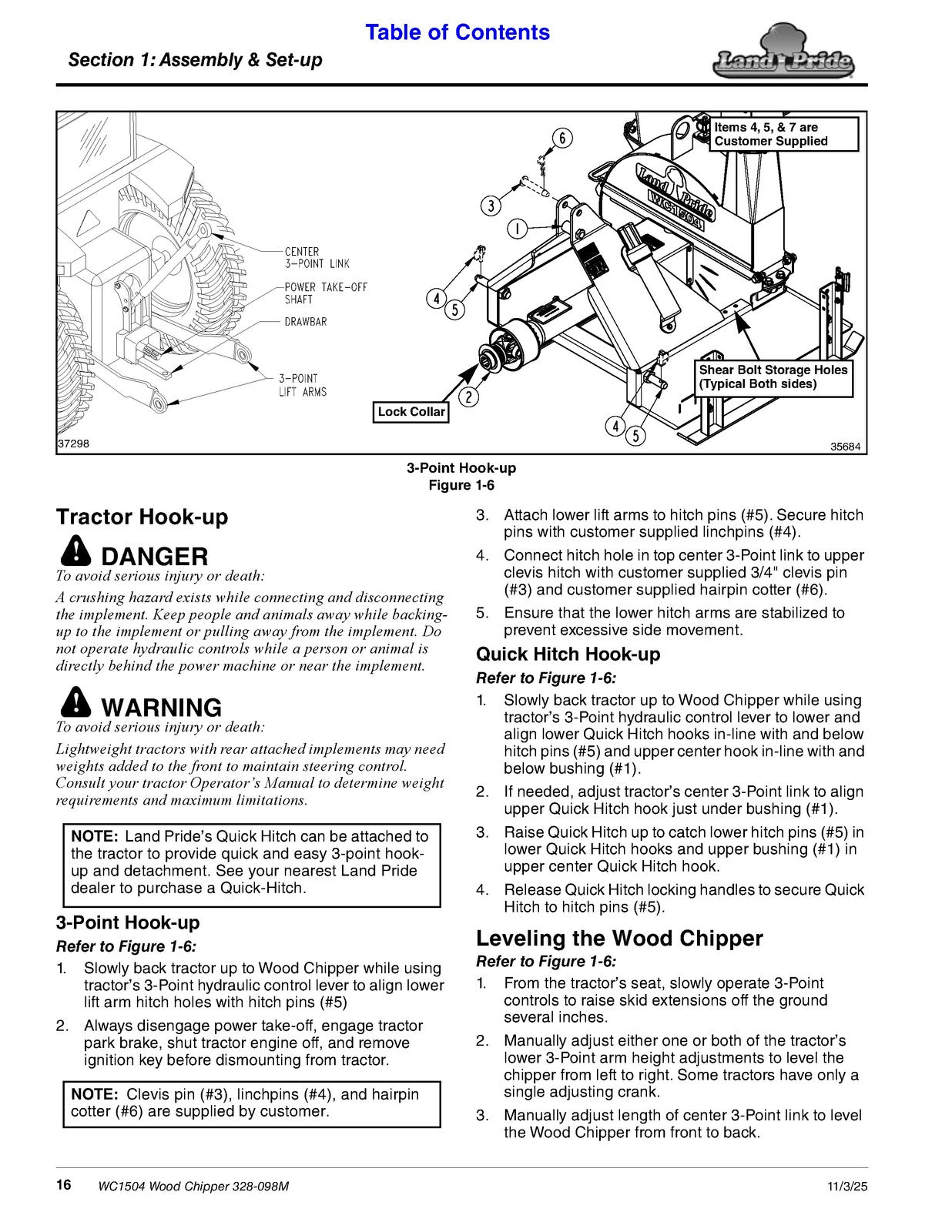 LAND PRIDE WC1504 Wood Chippers Operators Manual - WIRE BOUND - TOUGH COVERS