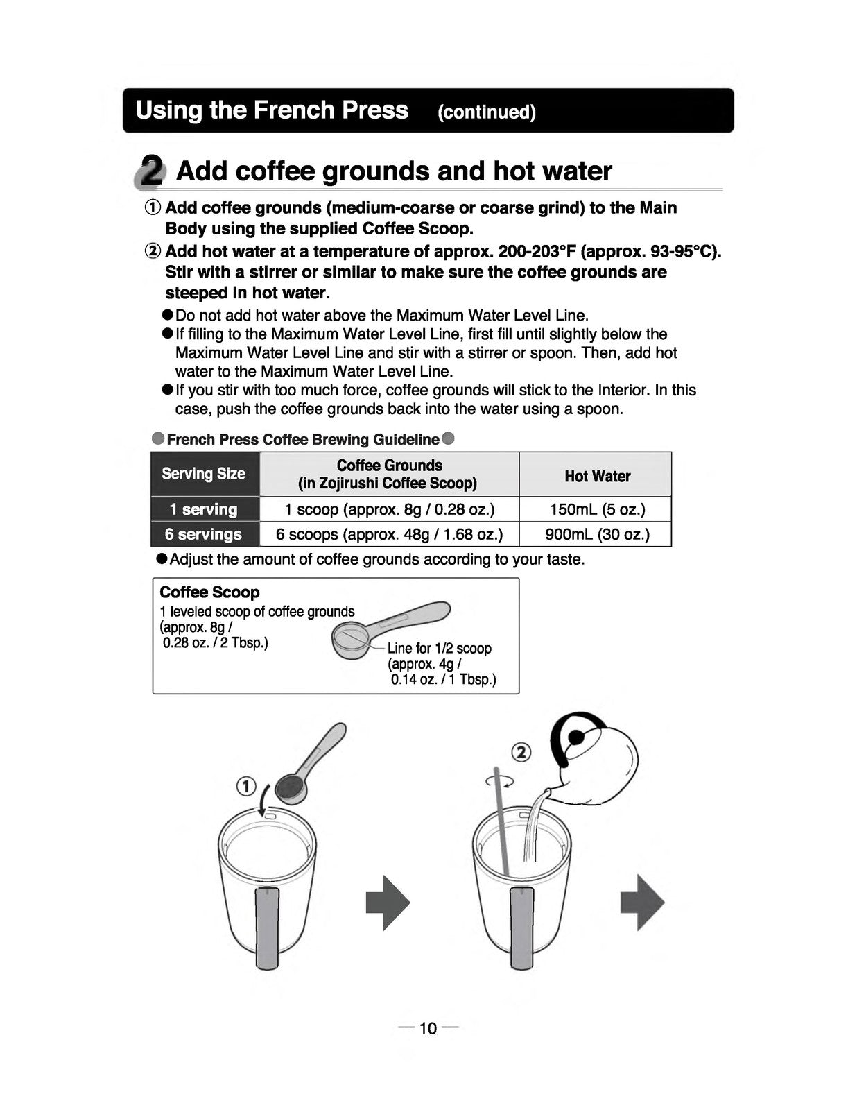 ZOJIRUSHI SK-XAE10 Fresh Brew Vacuum Insulated Stainless Instruction Manual