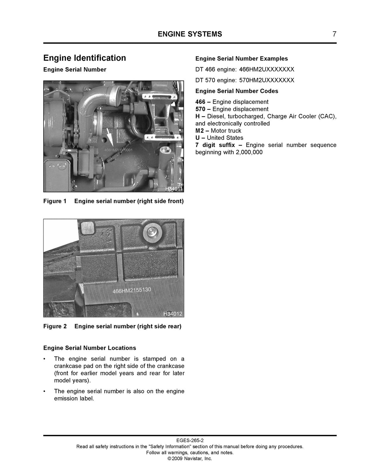 INTERNATIONAL DT 466 DT 570 HT 570 Diesel Engine Service Manual 2009 - BOUND
