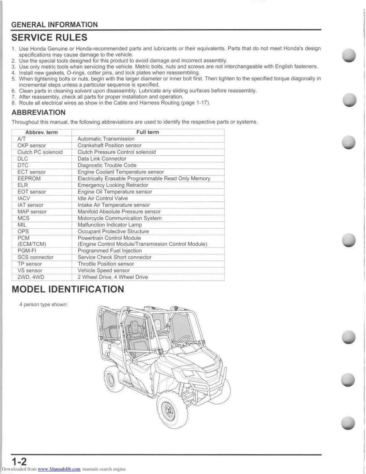 HONDA Pioneer 700 SXS700 Side-by-Side Service Manual 2014 - WIRE BOUND - COVERS