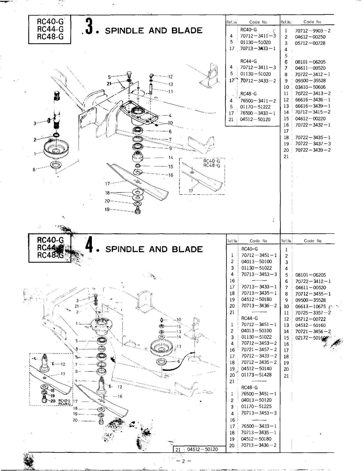 KUBOTA RC40-G RC44-G RC48-G Mower Deck Operators Manual - WIRE BOUND - COVERS