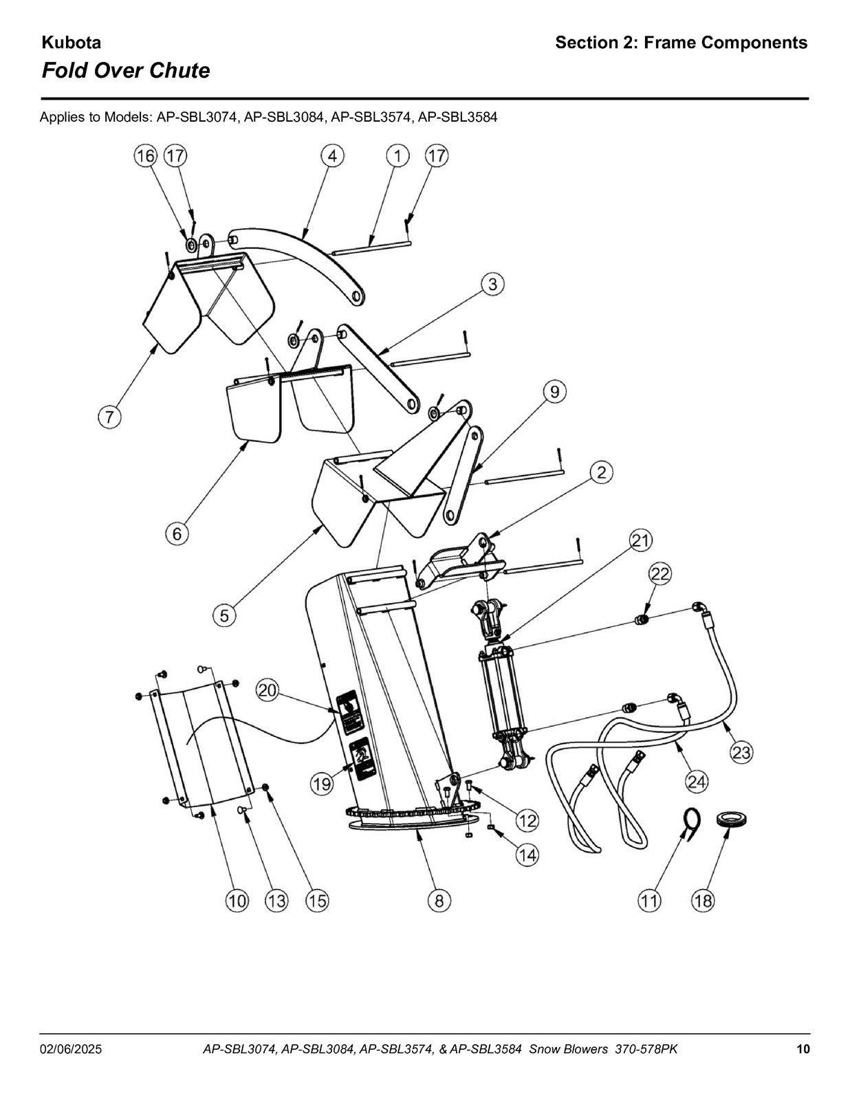 LAND PRIDE SBL30 SBL35 Series Snow Blowers Parts Manual 2025 - WIRE BOUND
