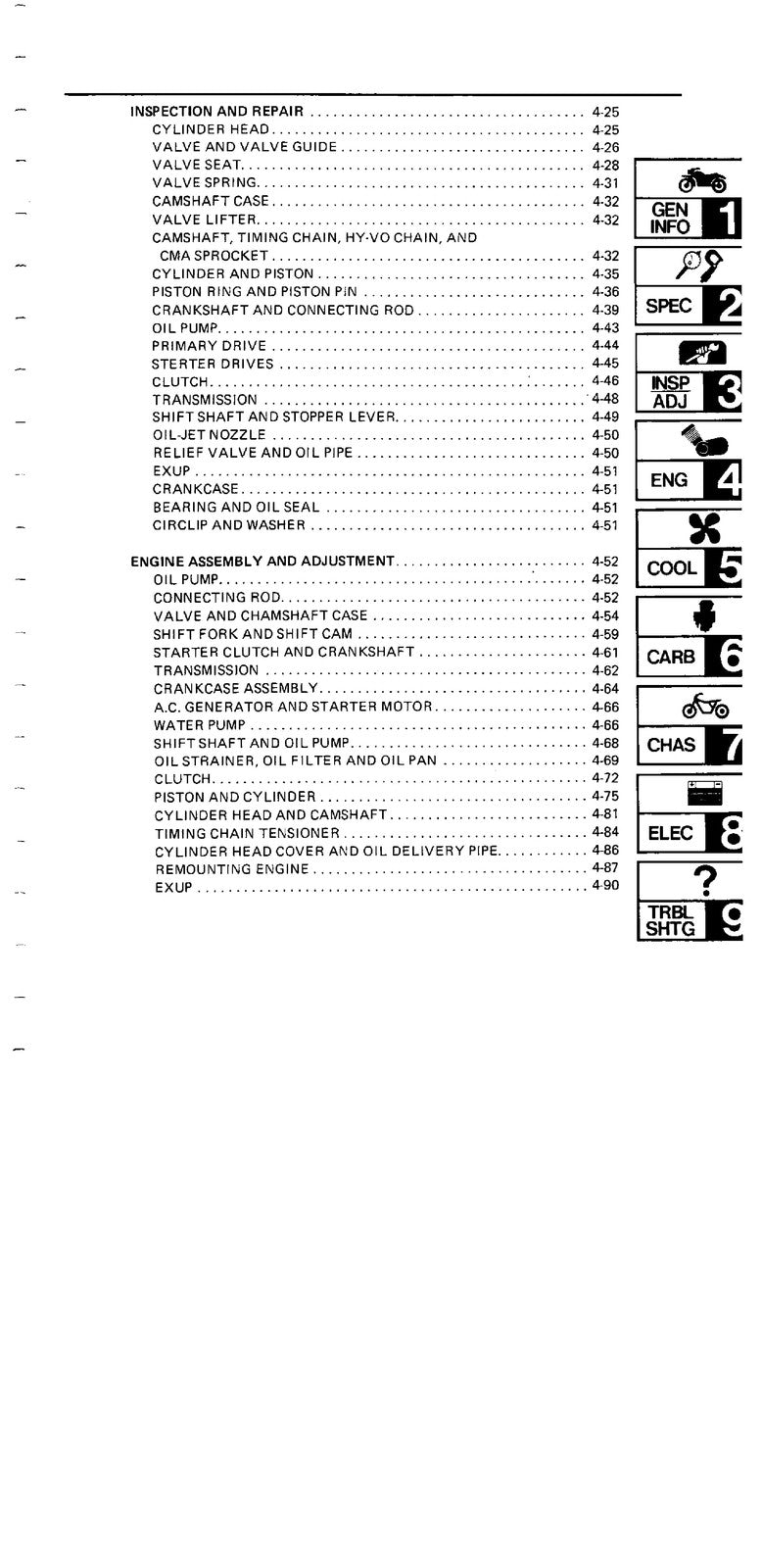 YAMAHA FZR1000 Motorcycle Service Manual 1989 - BOUND - COVERS - XL FOLDOUTS
