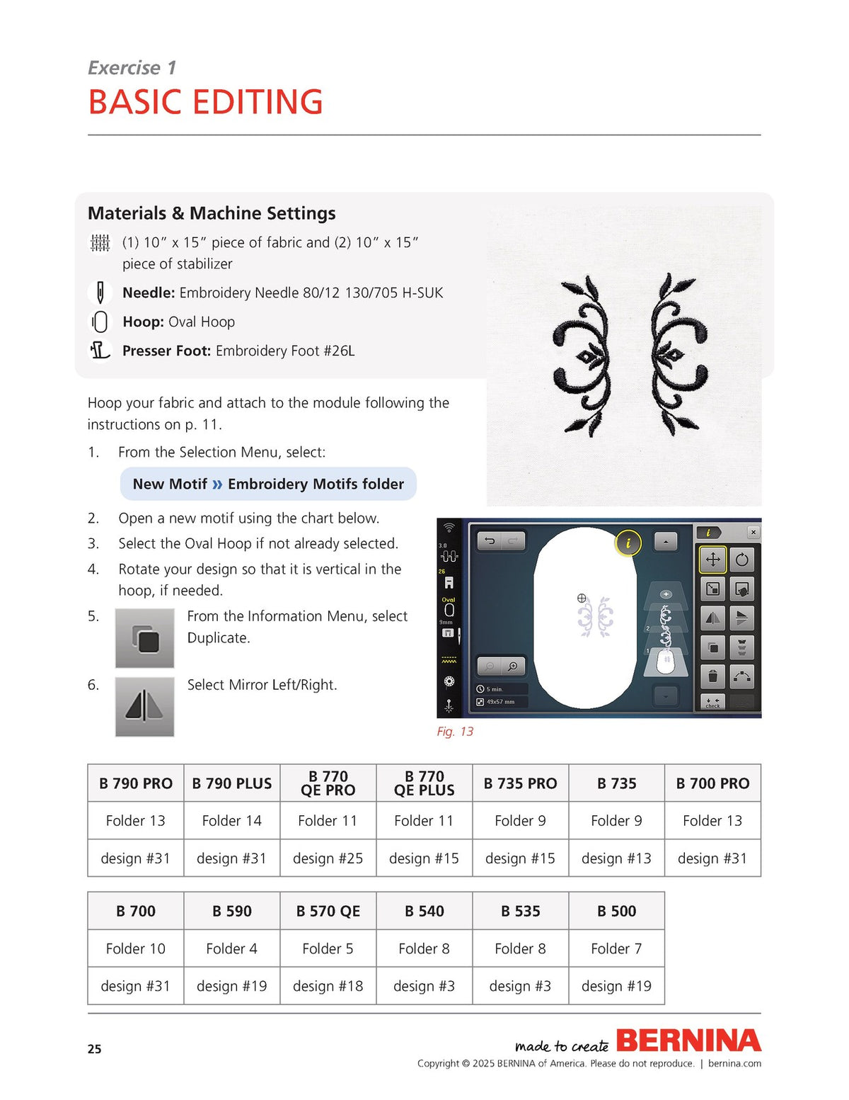 BERNINA 7 Series 5 Series Embroidery Workbook - STEEL WIRE BOUND - TOUGH COVERS