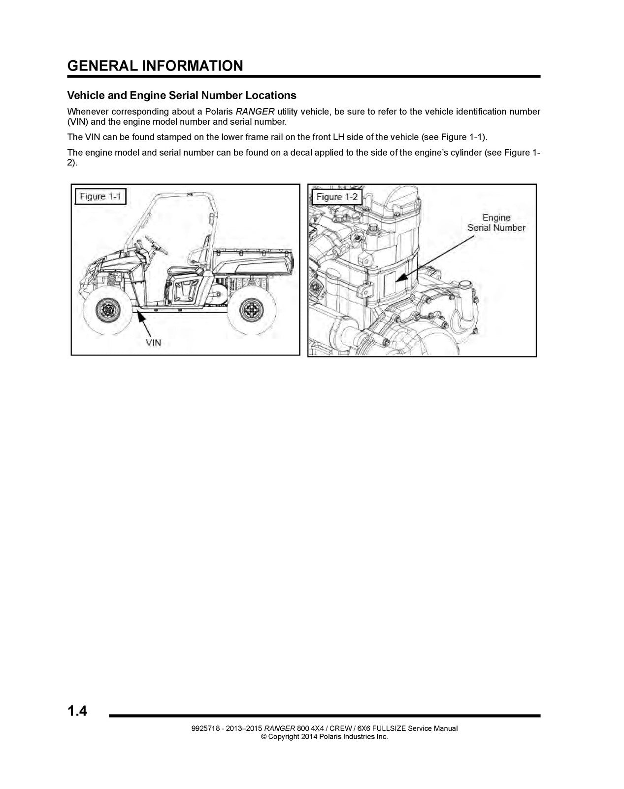 POLARIS Ranger 800 4X4 Crew 6X6 Service Manual 2013-2015, FOLDOUTS