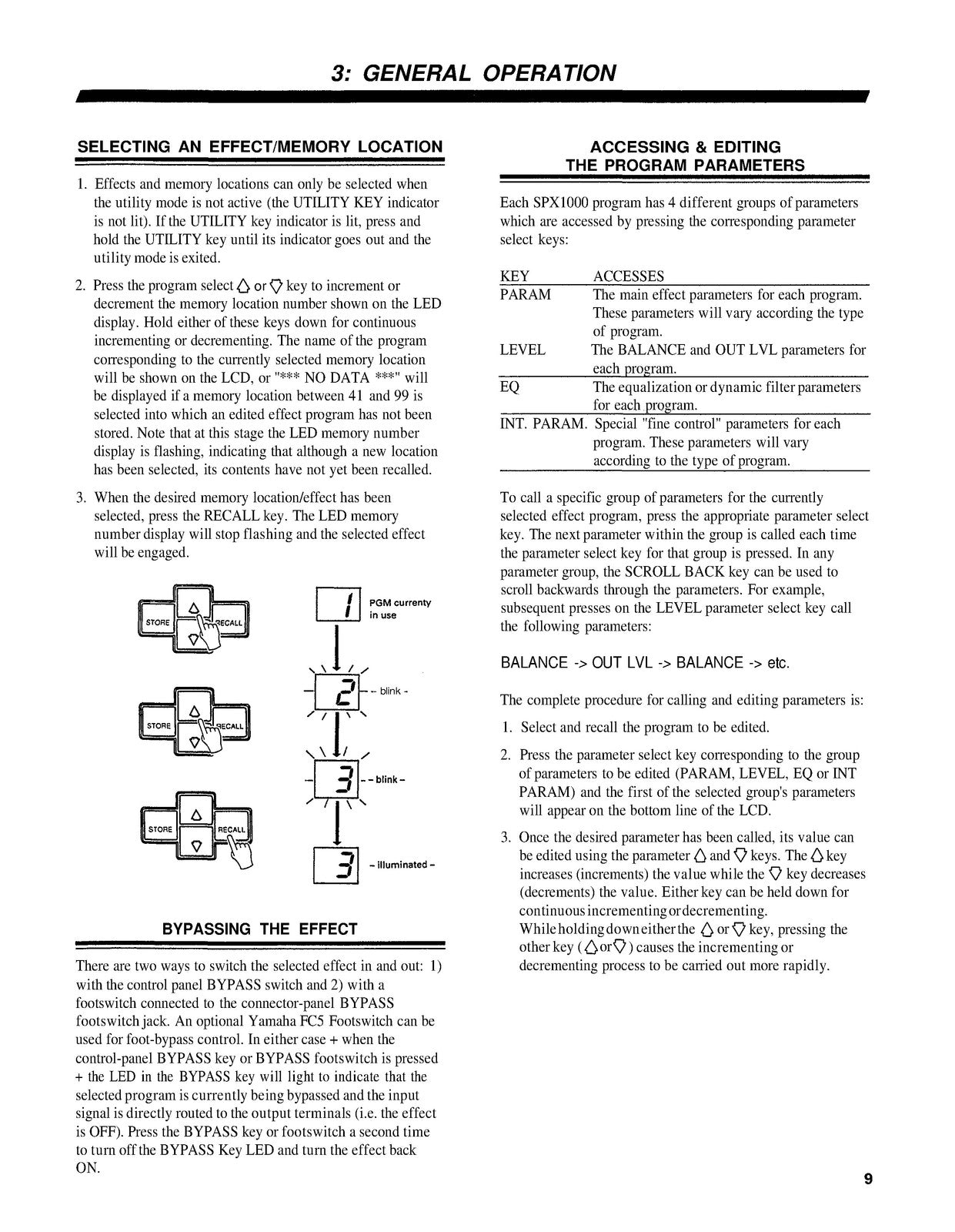 YAMAHA SPX1000 Professional Multi-Effect Processor Operation Manual - WIRE BOUND