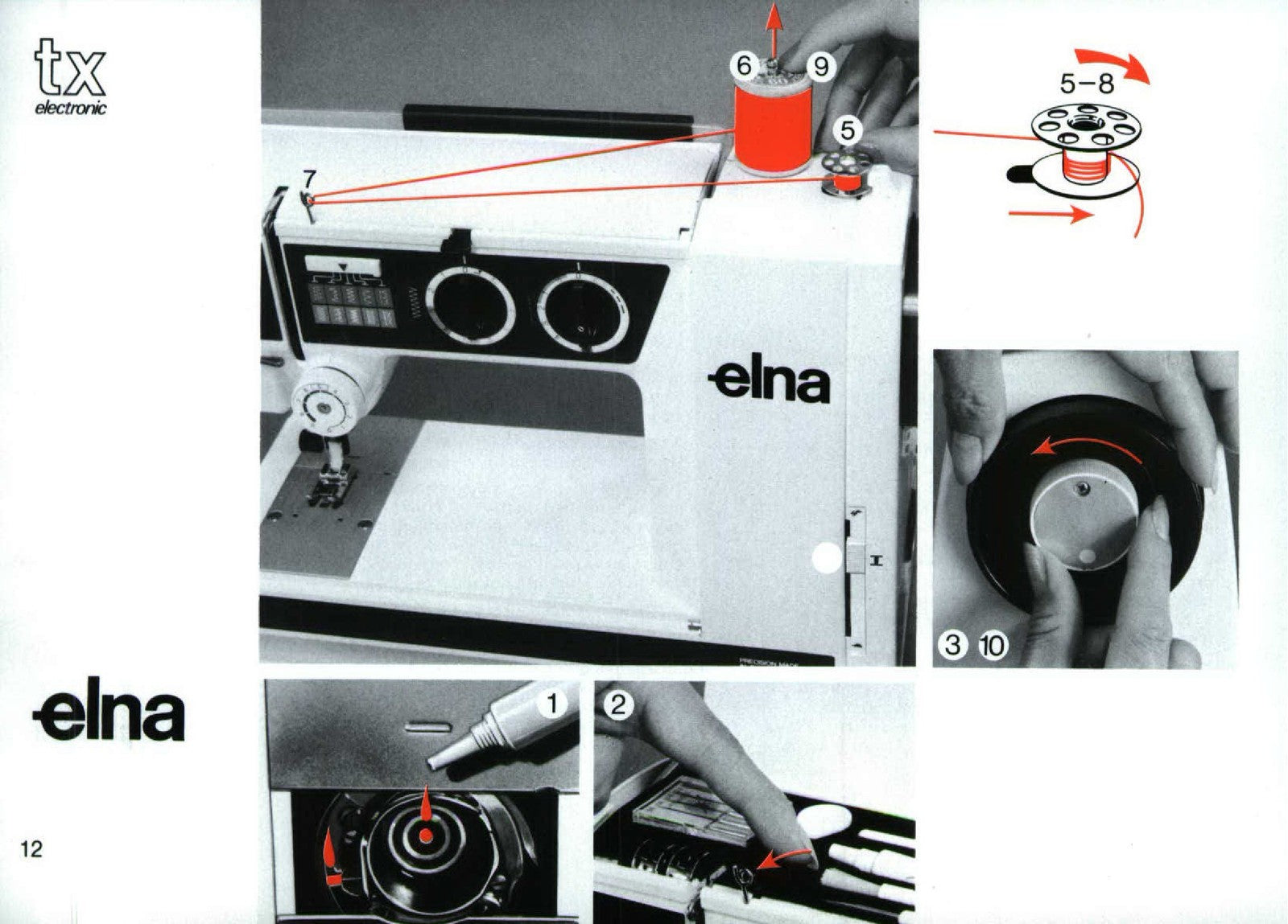 ELNA TX Electronic Sewing Machine Instruction Manual - WIRE BOUND - TOUGH COVERS