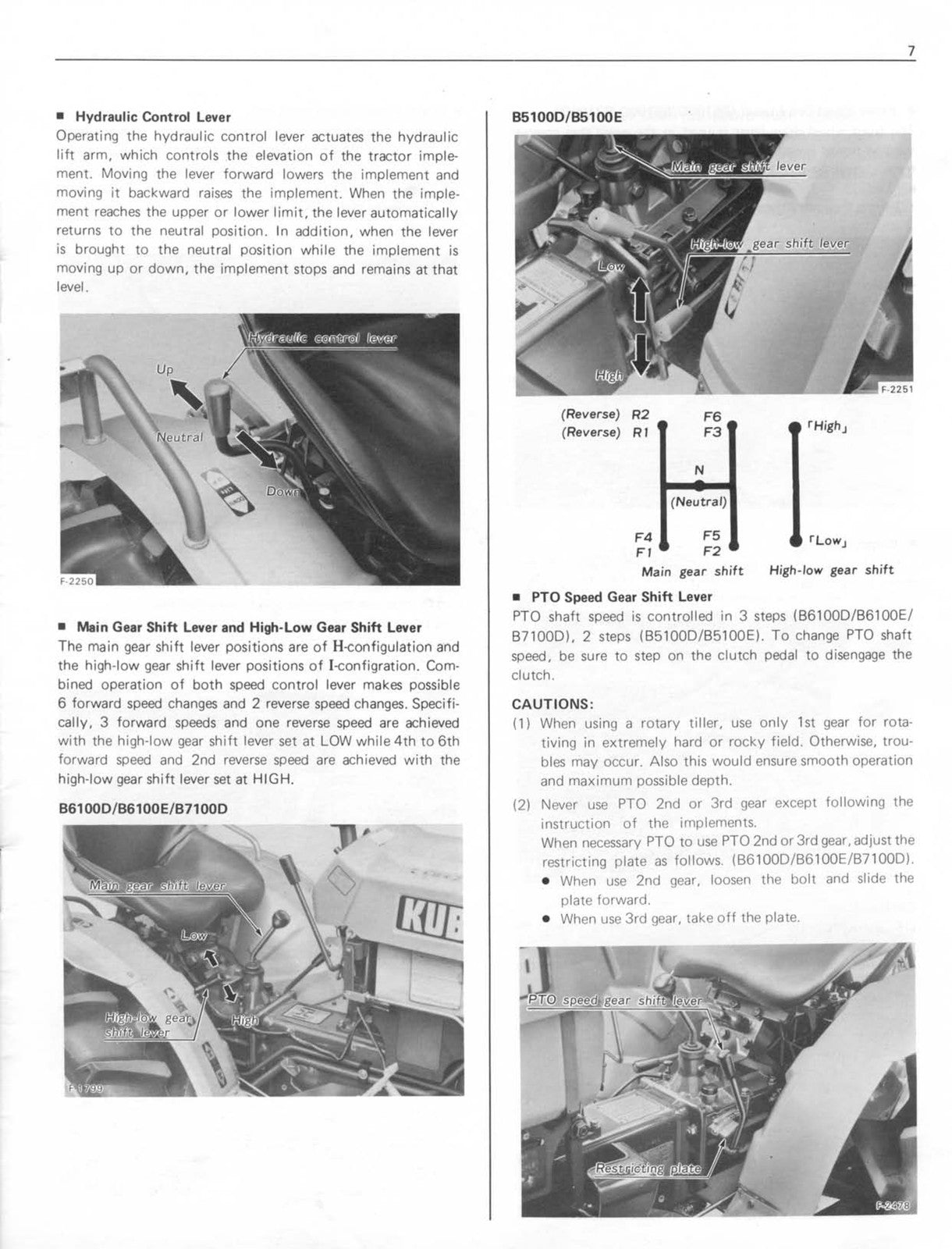 KUBOTA B5100D/E B6100D/E B6100HST B7100D Operators Service Manual BUNDLE