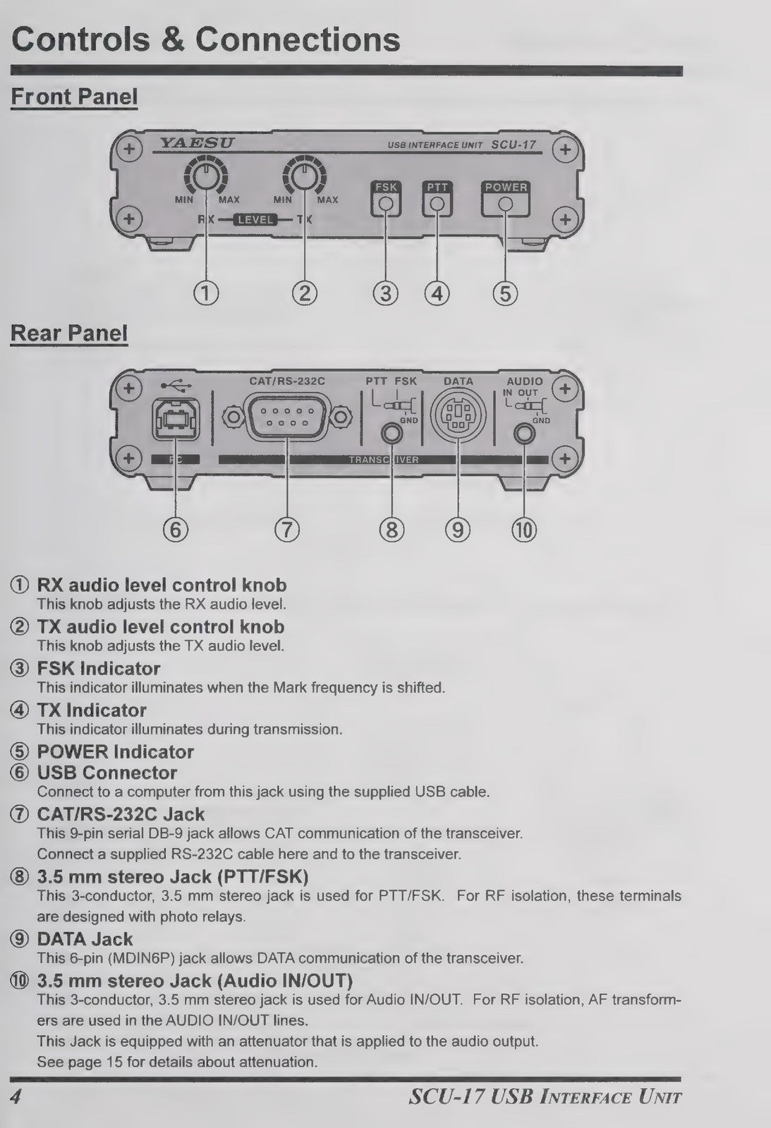 YAESU SCU-17 USB Interface Unit Instruction Manual - WIRE BOUND - TOUGH COVERS