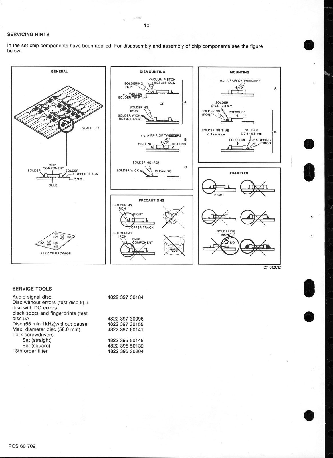 PHILIPS CD 750 Compact Disc Player Service Manual - WIRE BOUND - TOUGH COVERS