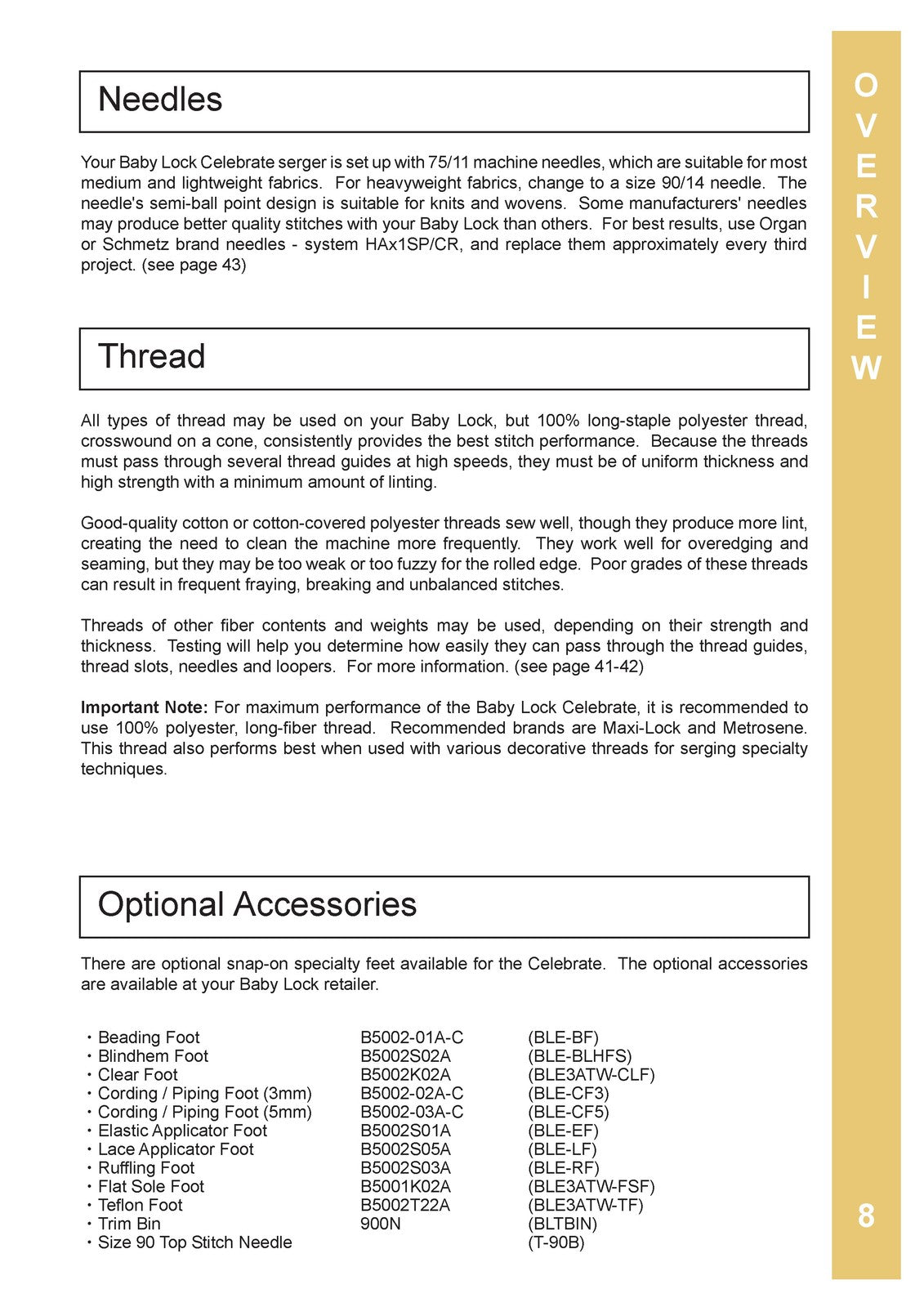 BABY LOCK Celebrate BLS1 Serger Instruction Manual - WIRE BOUND - TOUGH COVERS