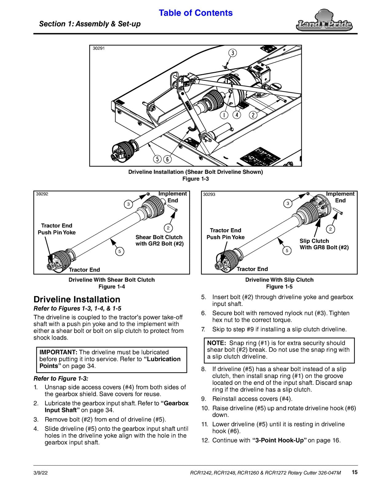 LANDPRIDE RCR 1242 1248 1260 1272 Rotary Cutter Operators Manual - WIRE BOUND