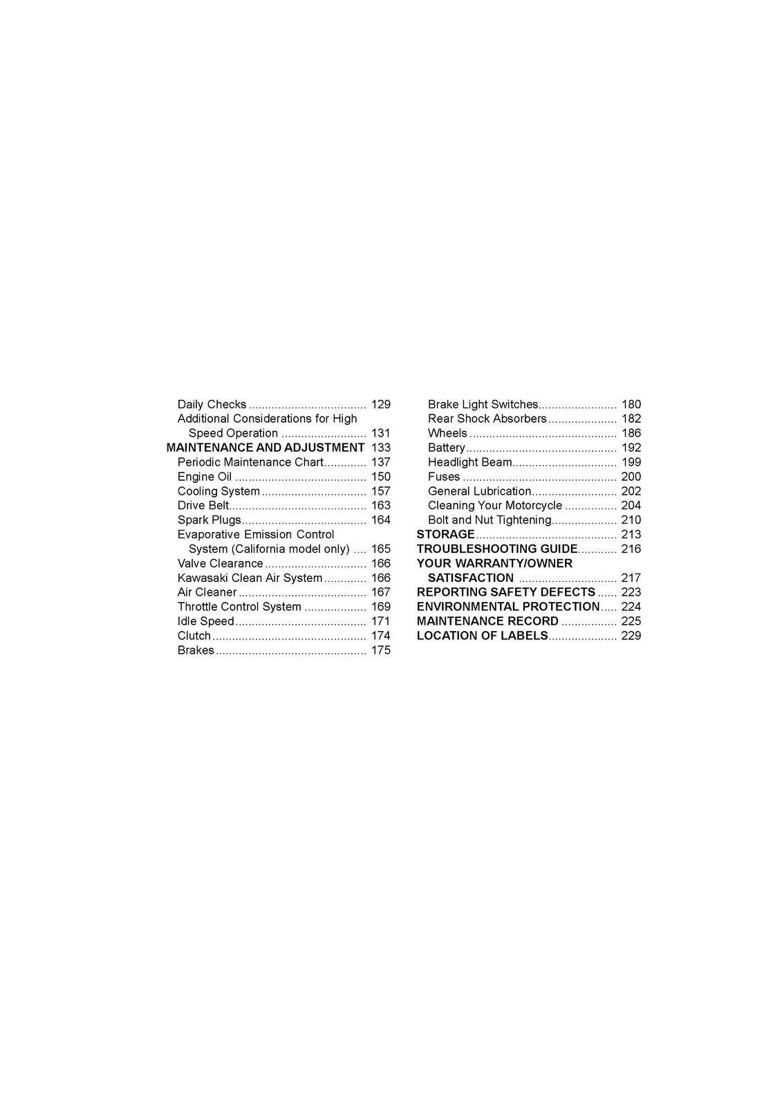 KAWASAKI Voyager 1700 ABS Motorcycle Owners Manual 2013 - WIRE BOUND - COVERS