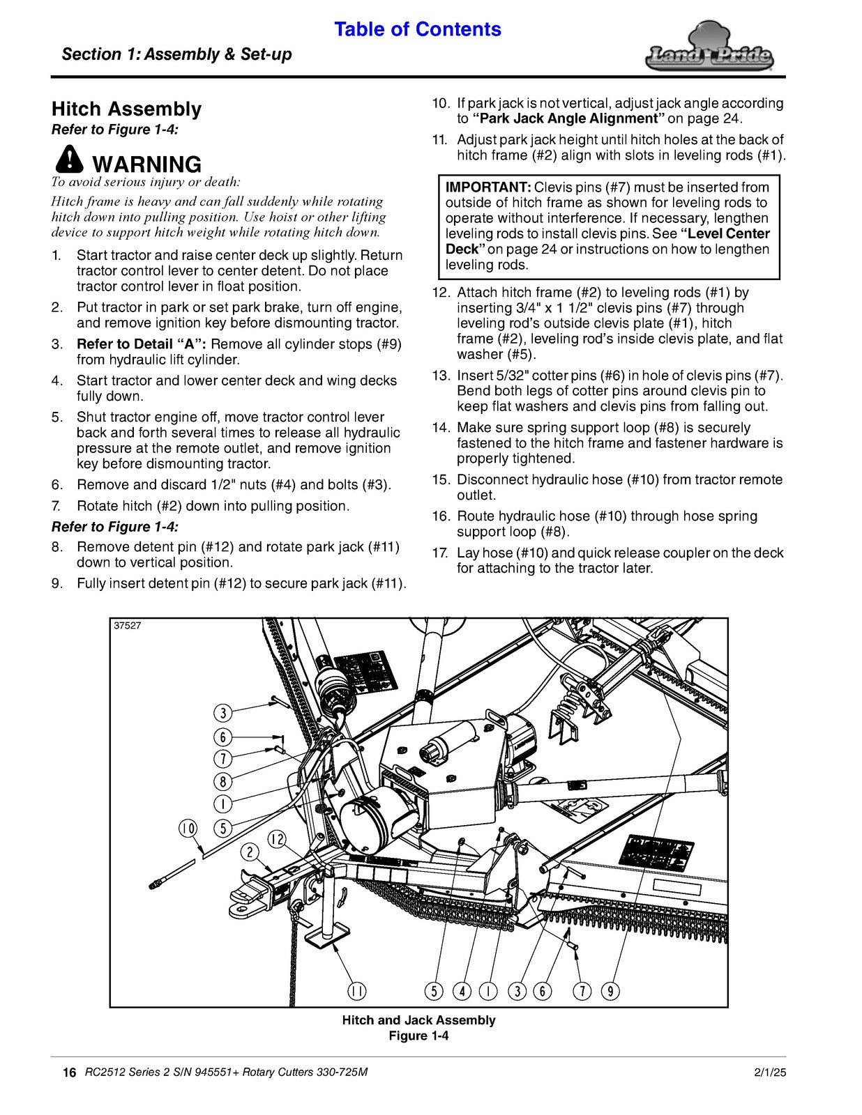 LAND PRIDE RC2512 Rotary Cutters Operators Manual - WIRE BOUND - TOUGH COVERS