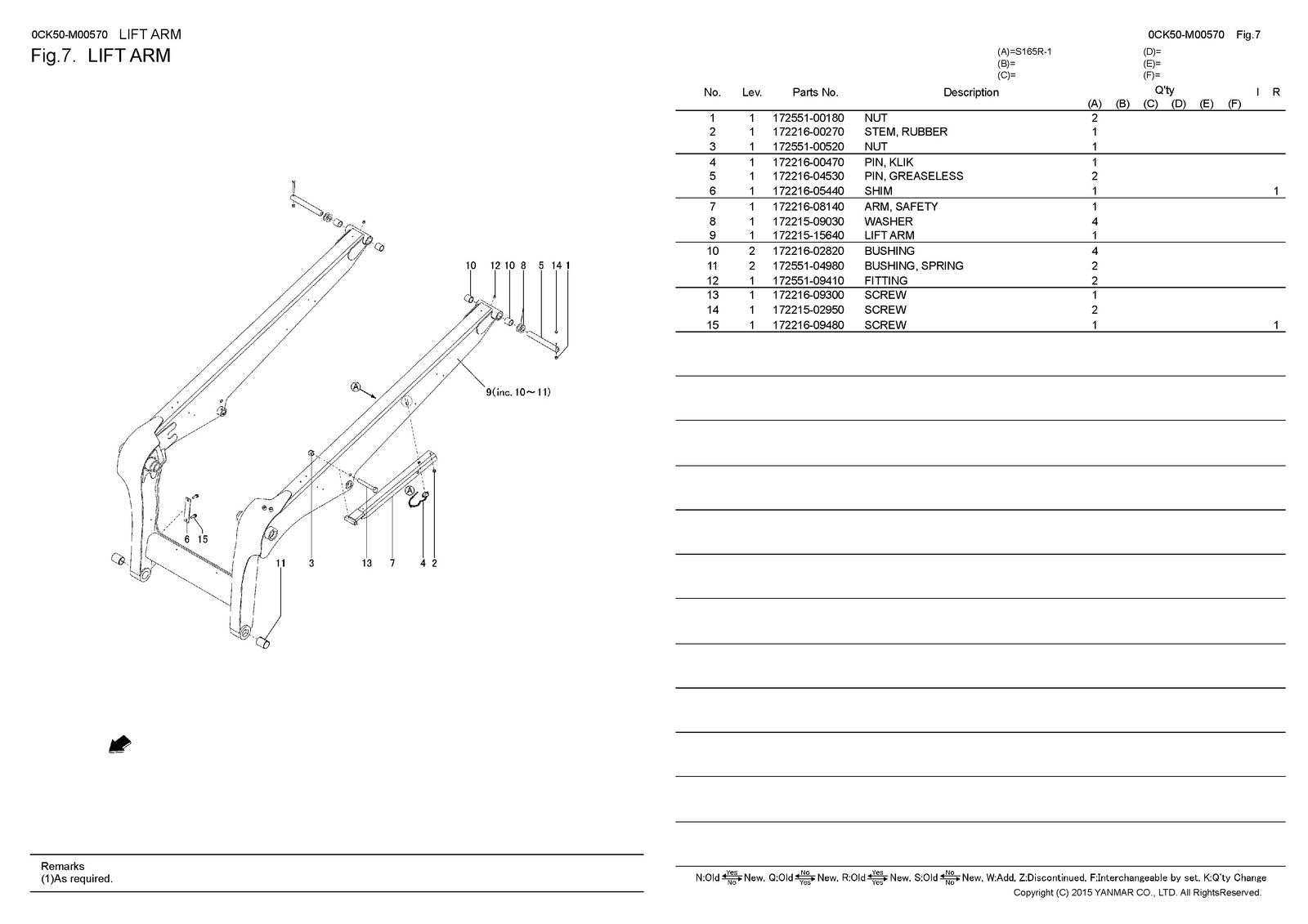 YANMAR S165R-1 Skid Steer Loader Parts Catalog Manual 2016 - WIRE BOUND - COVERS