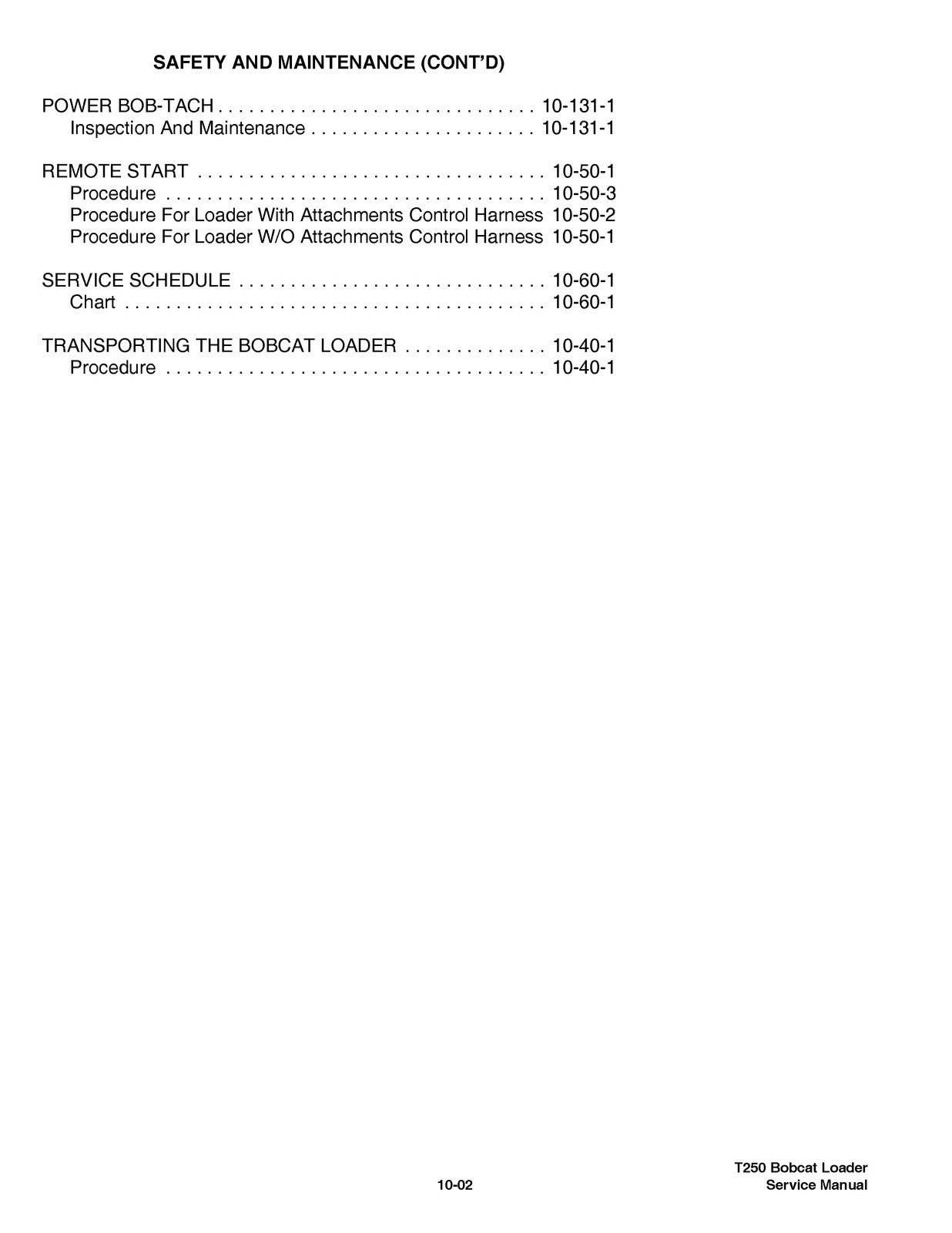 BOBCAT T250 Turbo High Flow SERVICE MANUAL SN 523111001 SN 523011001 and Up
