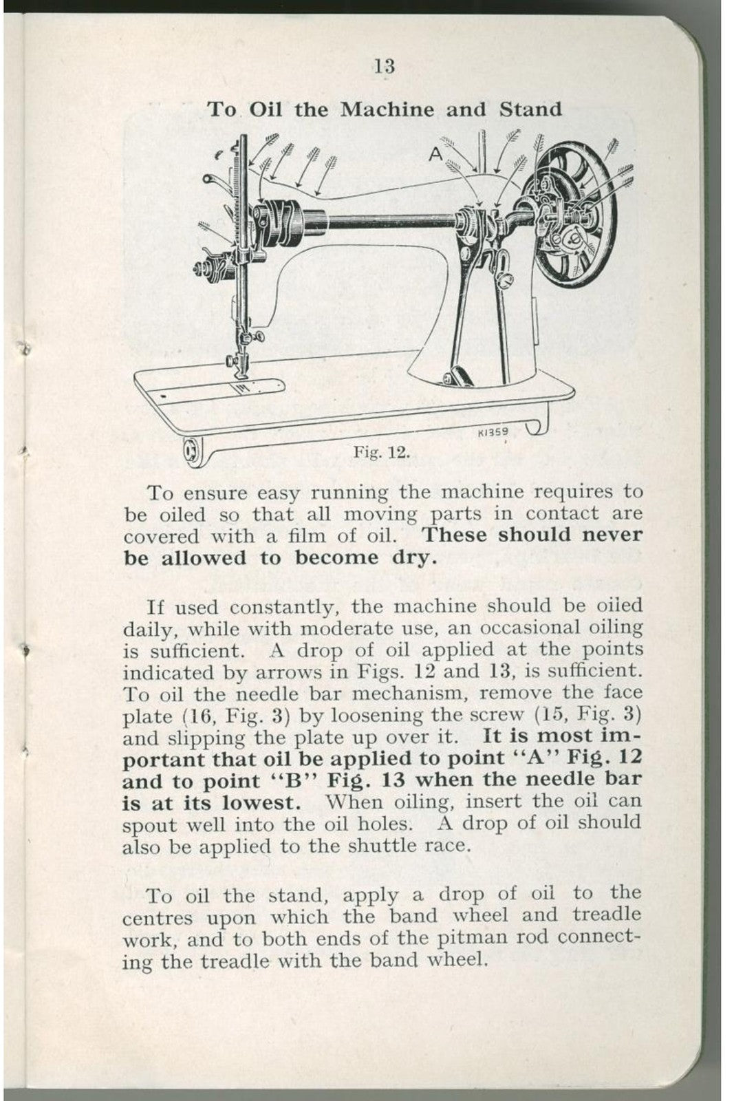 SINGER Model 15 Sewing Machine Instruction Manual - WIRE BOUND - TOUGH COVERS