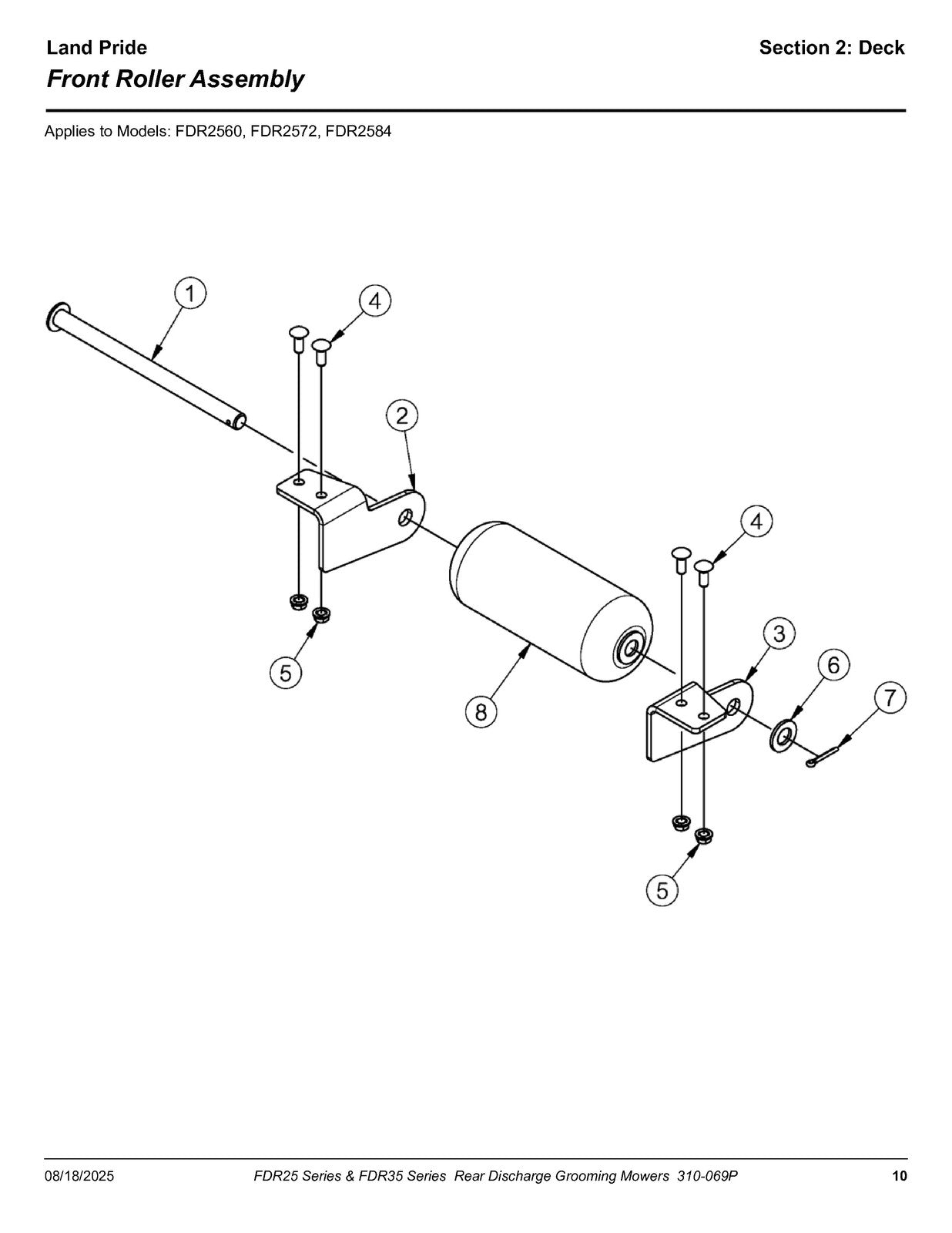 LAND PRIDE FDR25 FDR35 Series Grooming Mowers Parts Manual 2025 - WIRE BOUND