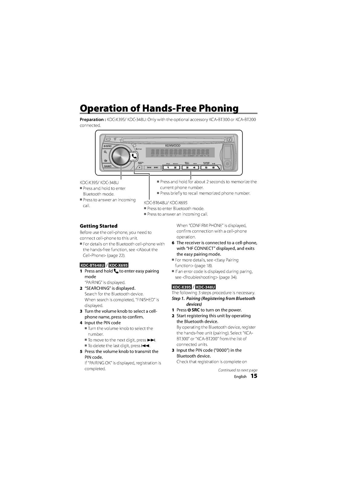 KENWOOD KDC-BT648U KDC-X695 395 KDC-348U CD Instruction Manual 2010 - WIRE BOUND