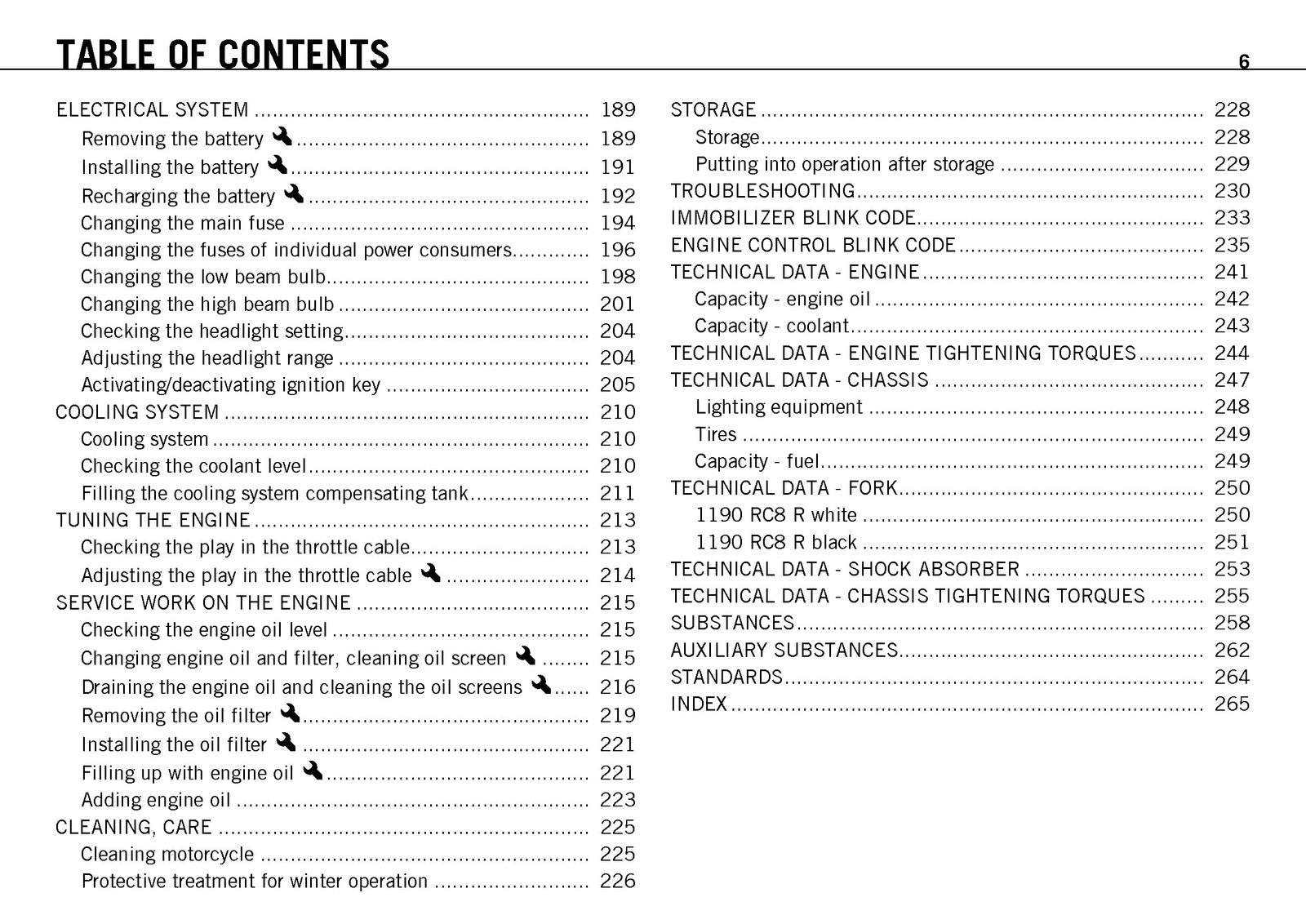 KTM 1190 RC8 R Owners Manual 2011 - STEEL WIRE BOUND - PROTECTIVE COVERS